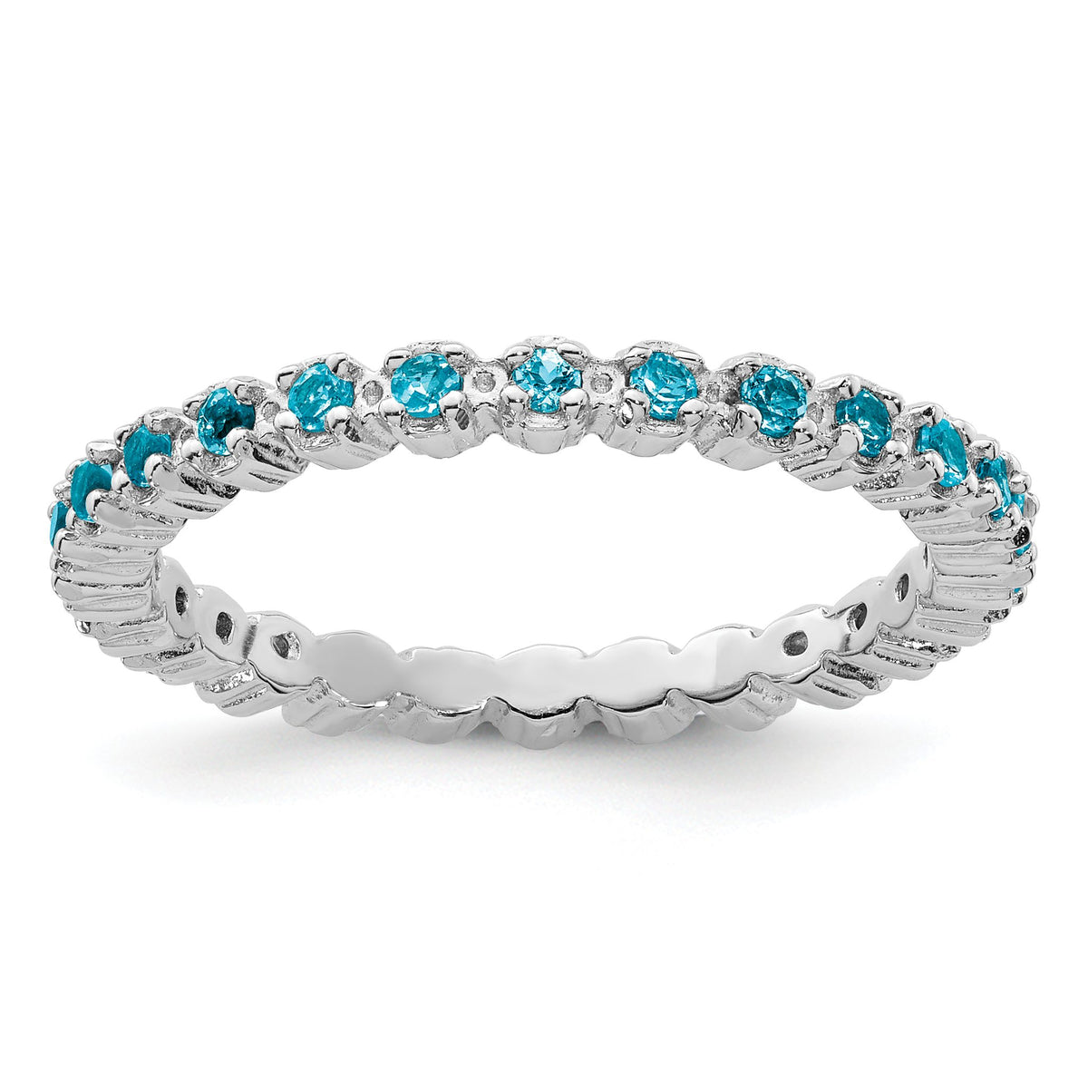 Blue Topaz Eternity Ring in Sterling Silver, 2.25mm, Size 5–10 - Sophia Jewelers Main image