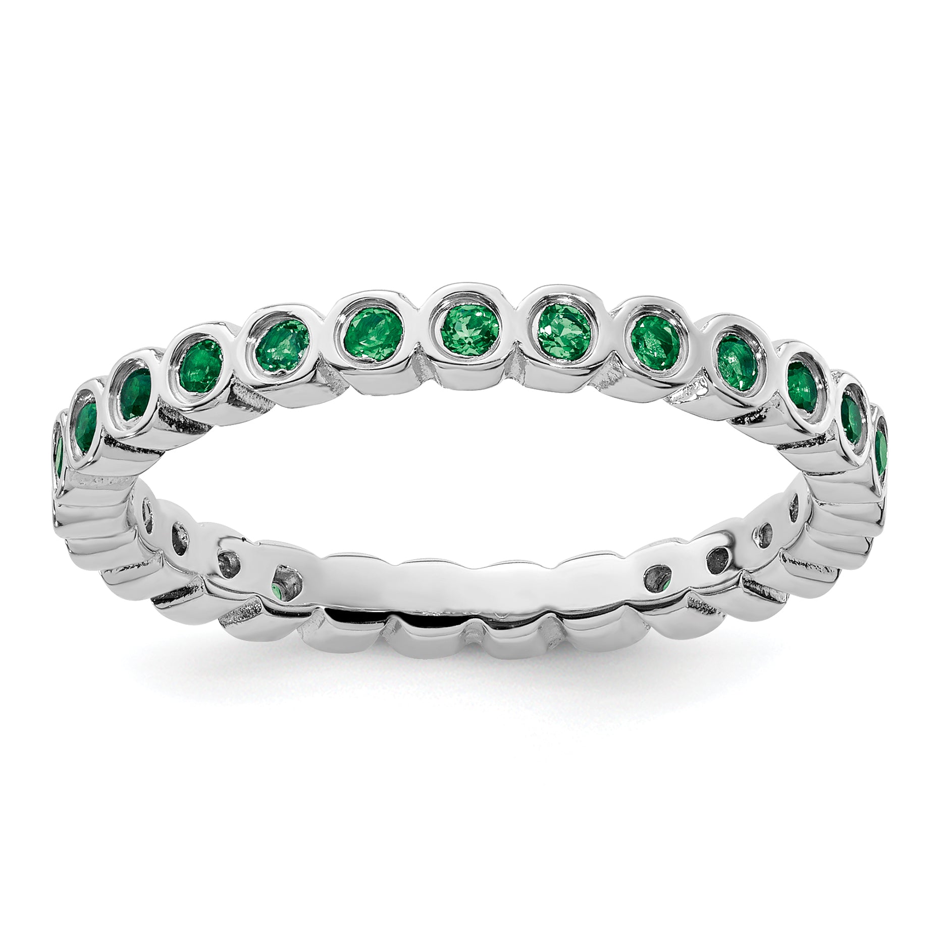 Sterling Silver Stackable Expressions Created Emerald Ring Main image