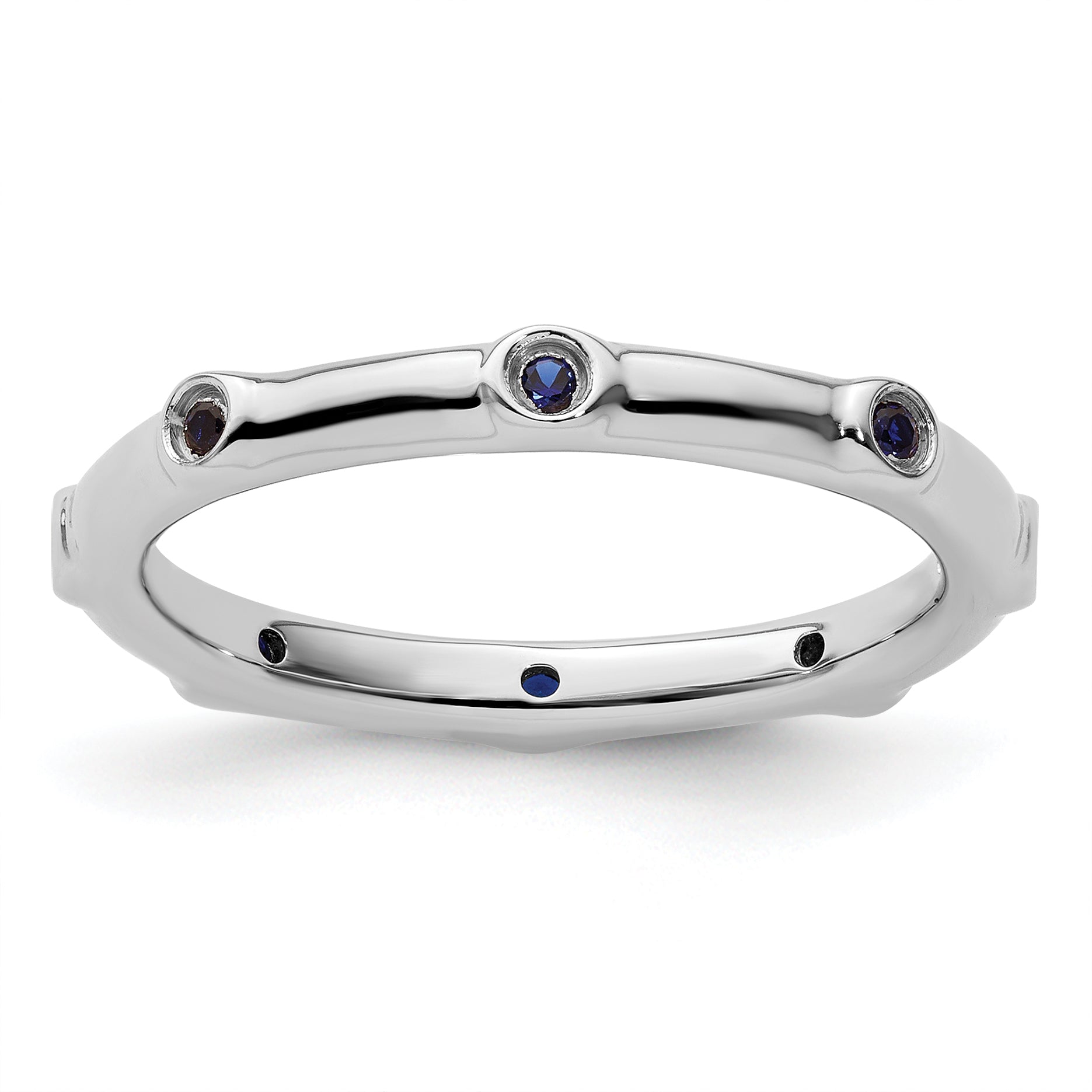 Sterling Silver Stackable Expressions Created Sapphire Ring Main image