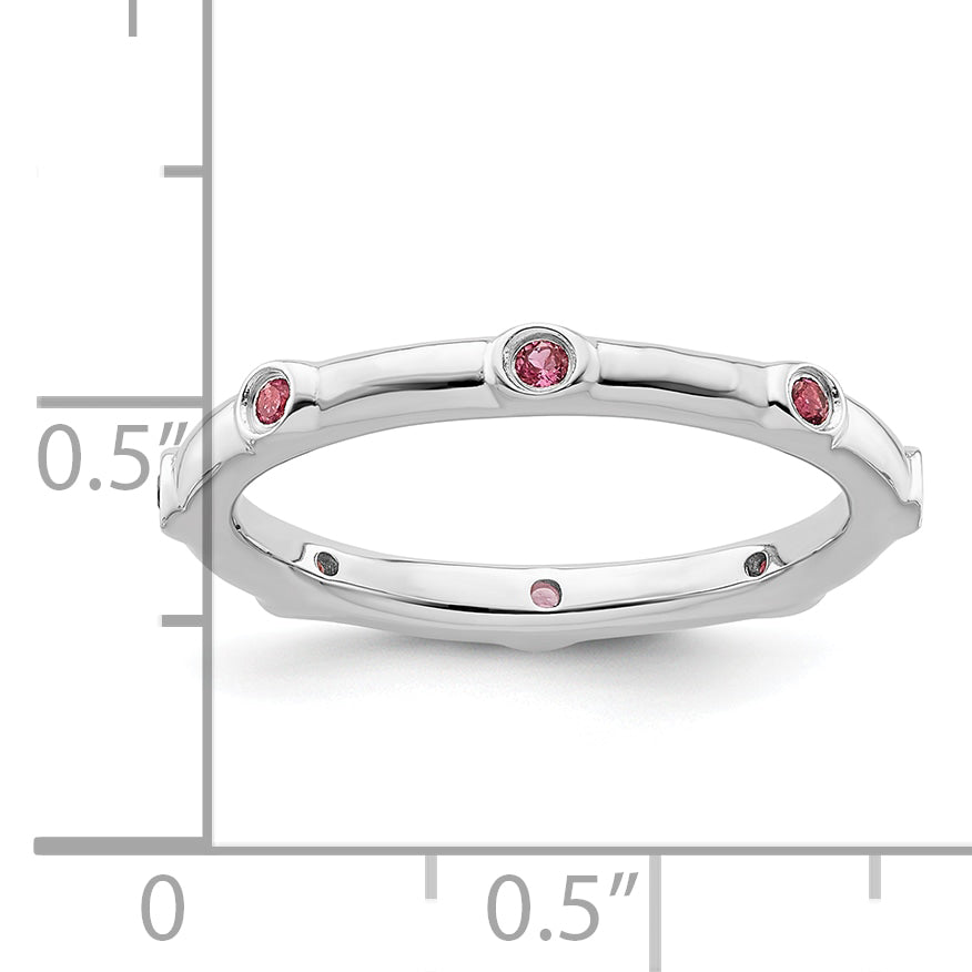 Sterling Silver Stackable Expressions Pink Tourmaline Ring