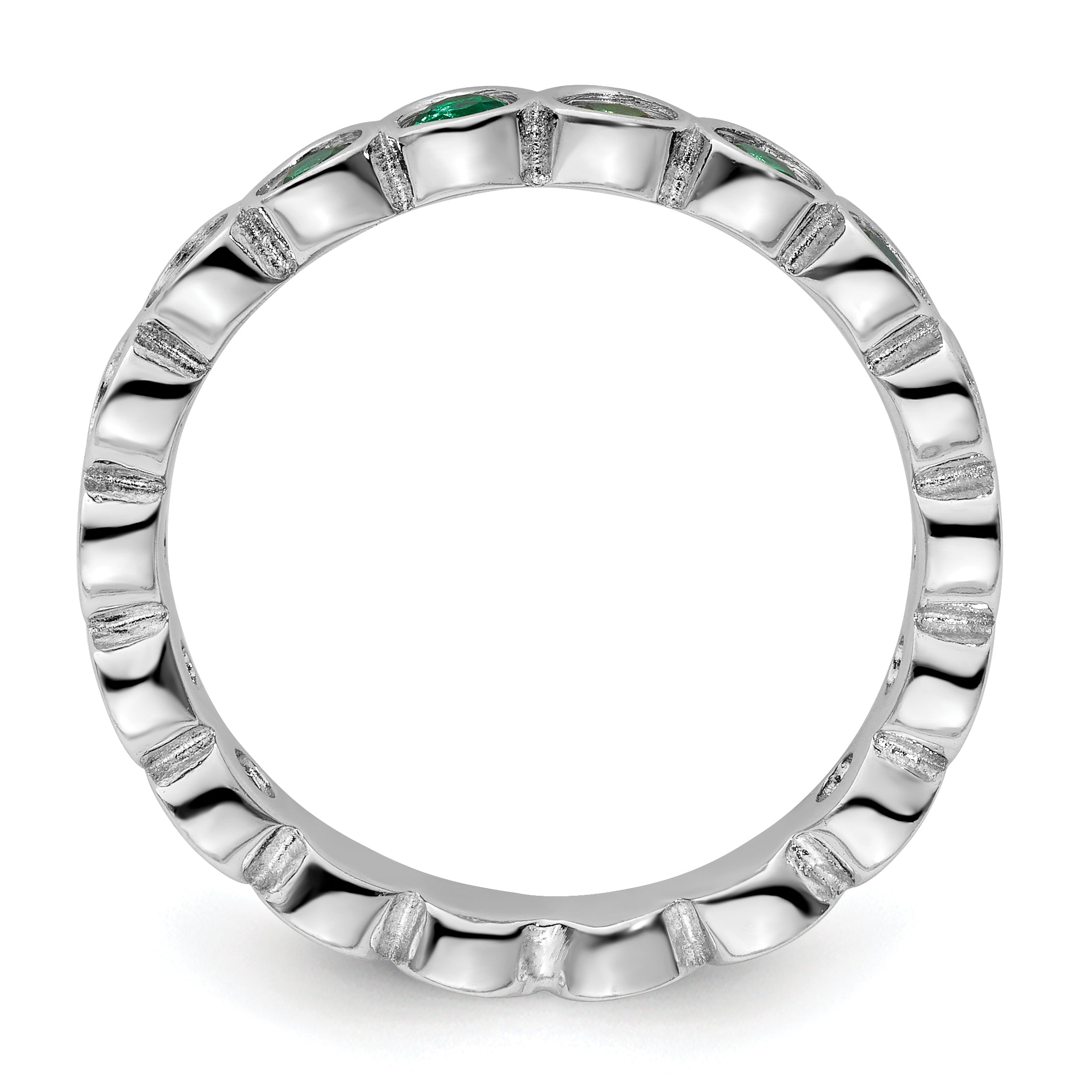 Sterling Silver Stackable Expressions Created Emerald Ring Secondary image