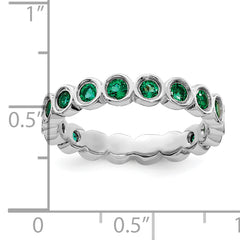 Sterling Silver Stackable Expressions Created Emerald Ring