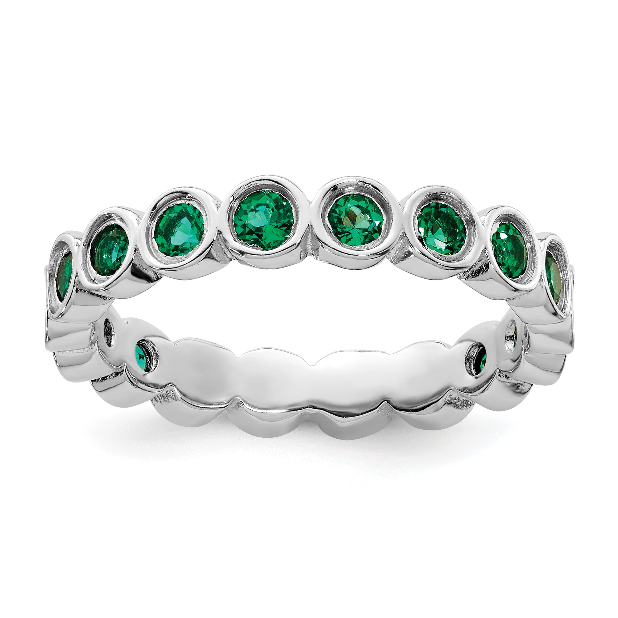 Sterling Silver Stackable Expressions Created Emerald Ring Main image