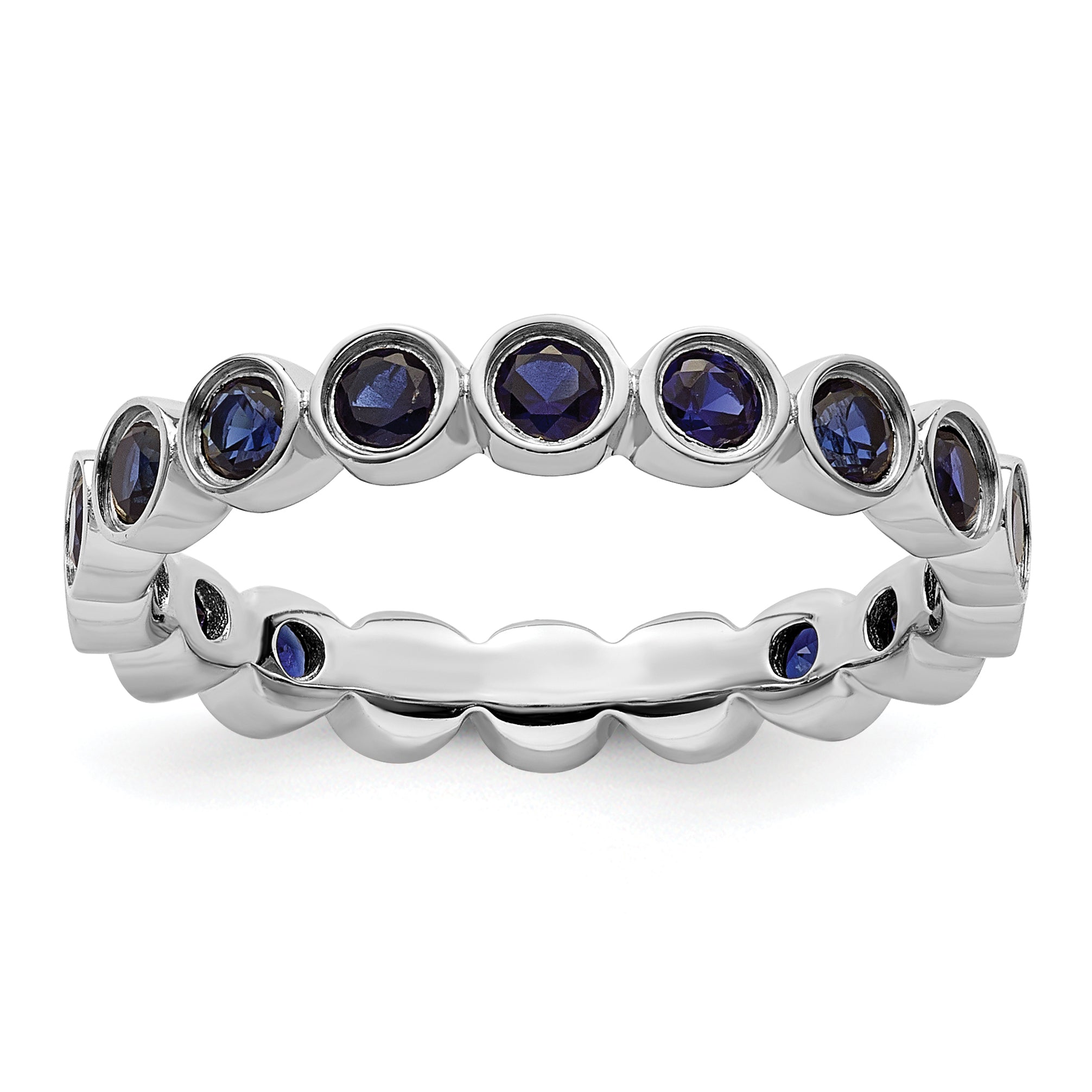 Sterling Silver Stackable Expressions Created Sapphire Ring Main image