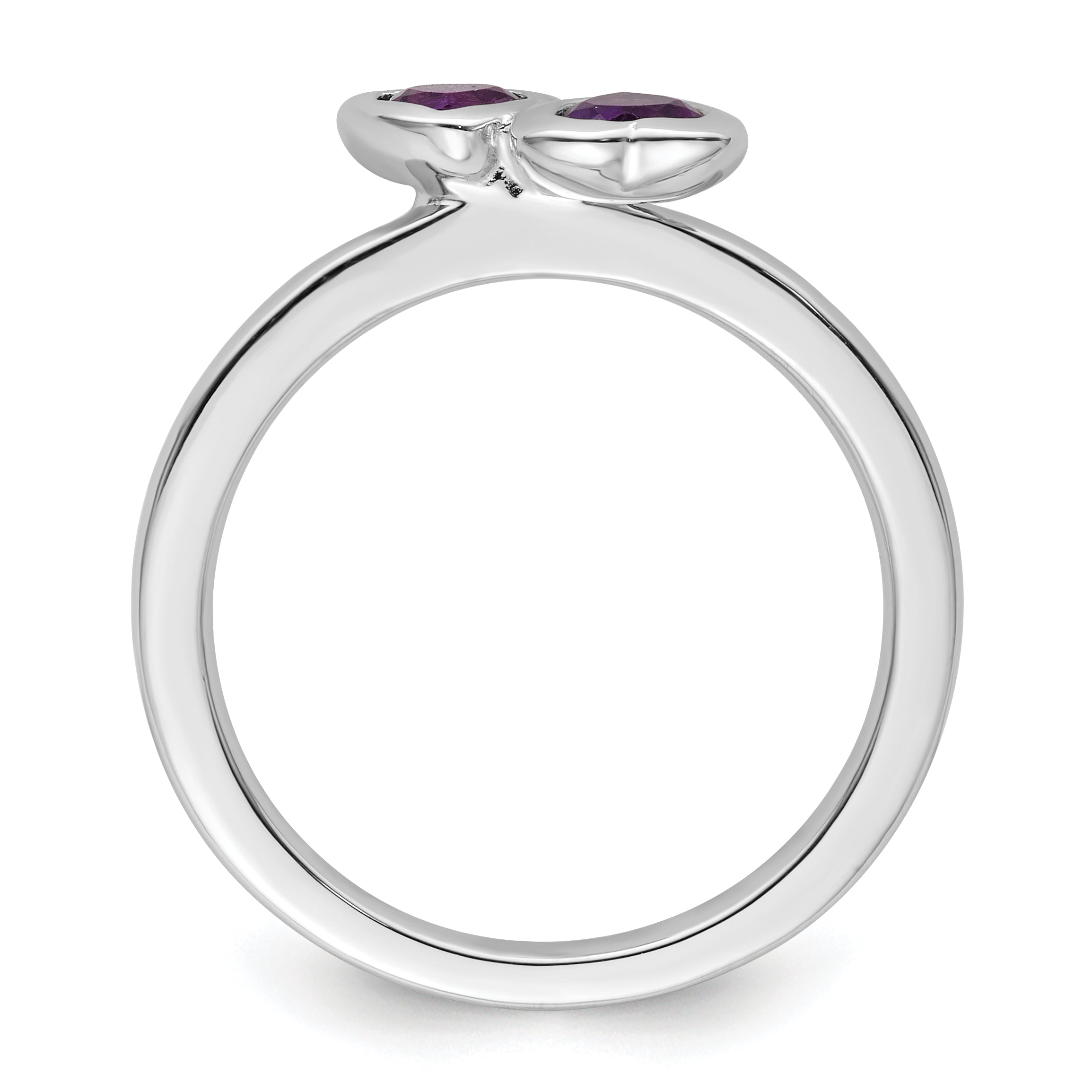 Sterling Silver Stackable Expressions Amethyst Double Heart Ring Secondary image
