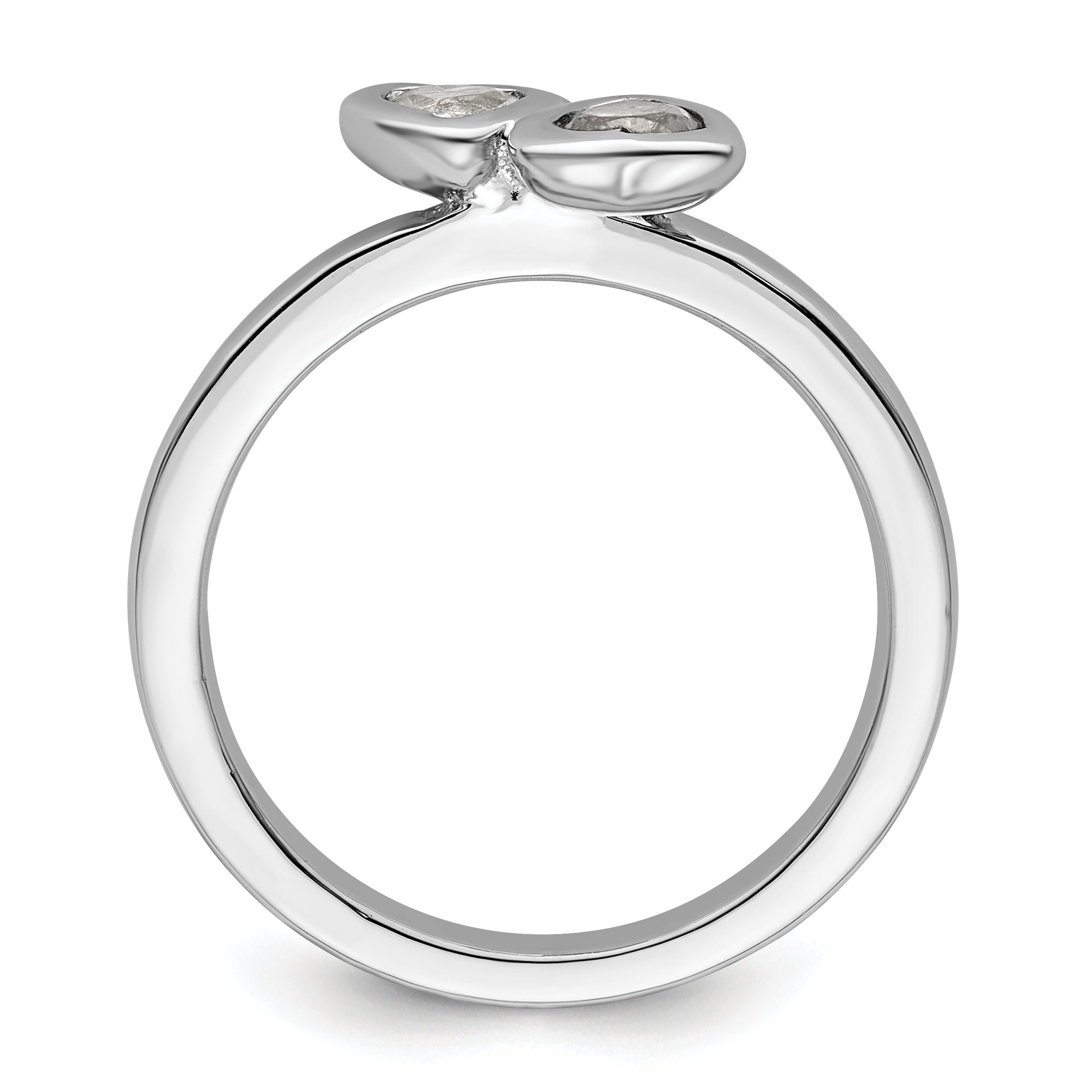 Sterling Silver Stackable Expressions White Topaz Double Heart Ring Secondary image