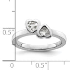 Sterling Silver Stackable Expressions White Topaz Double Heart Ring