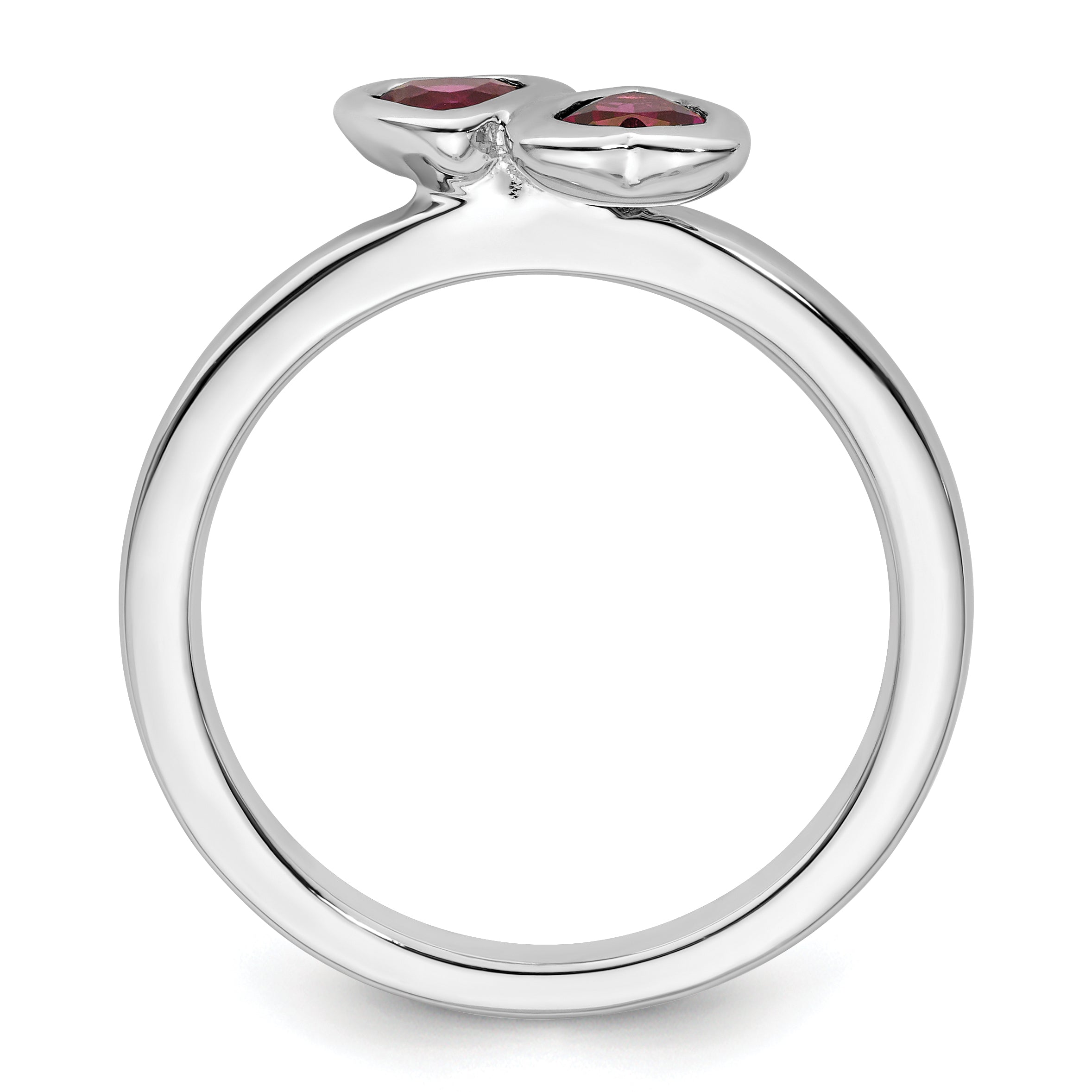 Sterling Silver Stackable Expressions Rhodolite Garnet Double Heart Ring Secondary image