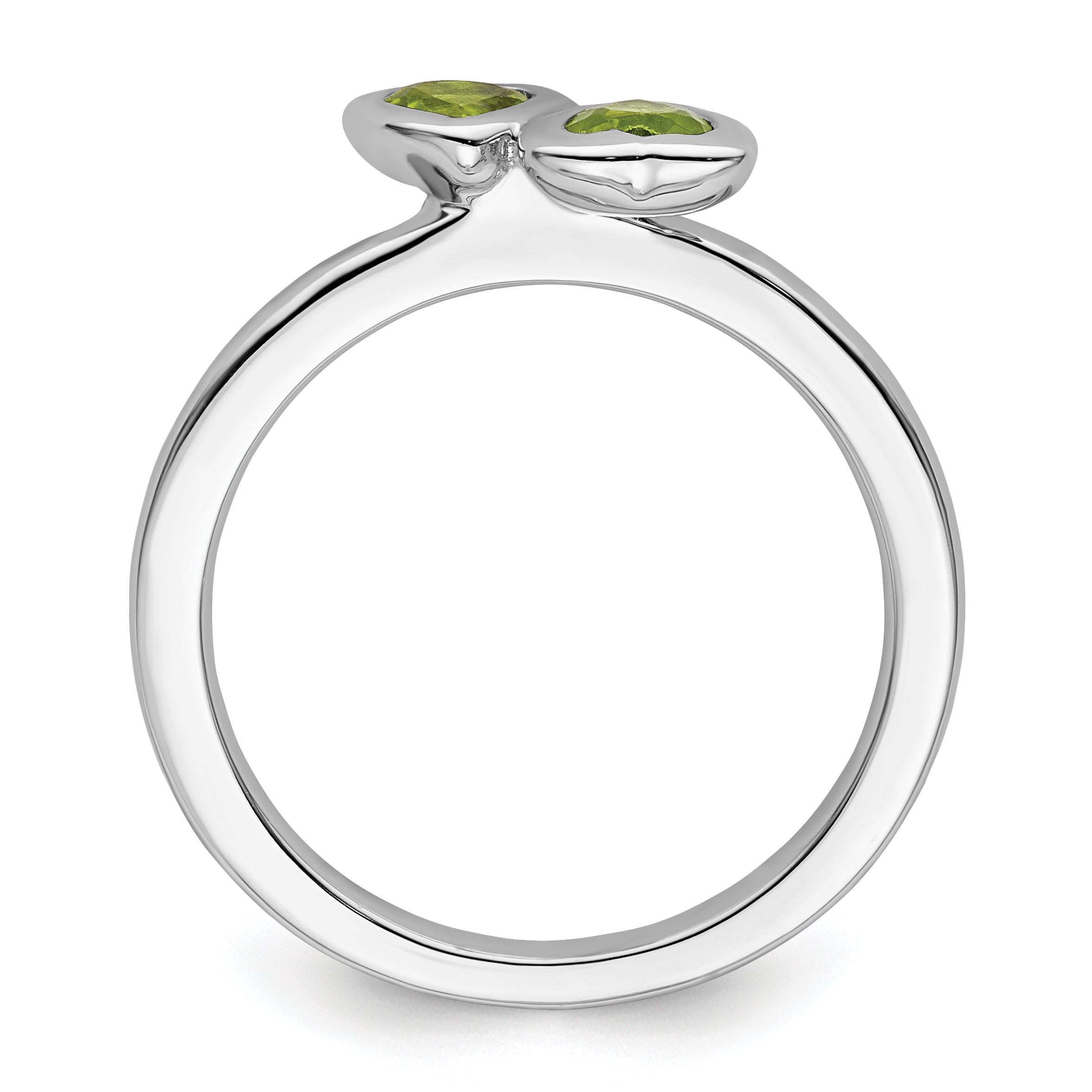 Sterling Silver Stackable Expressions Peridot Double Heart Ring Secondary image