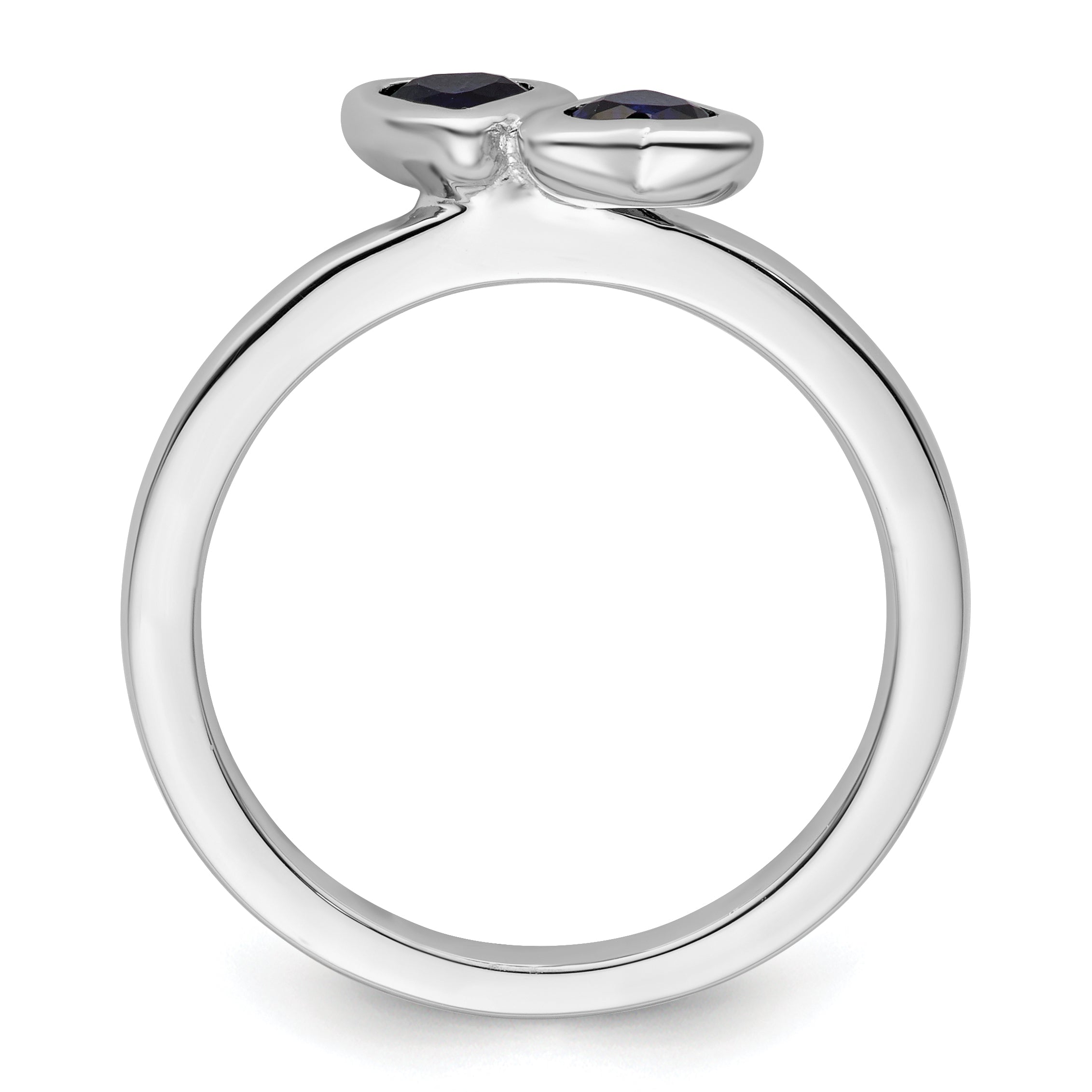 Sterling Silver Stackable Expressions Cr. Sapphire Double Heart Ring Secondary image
