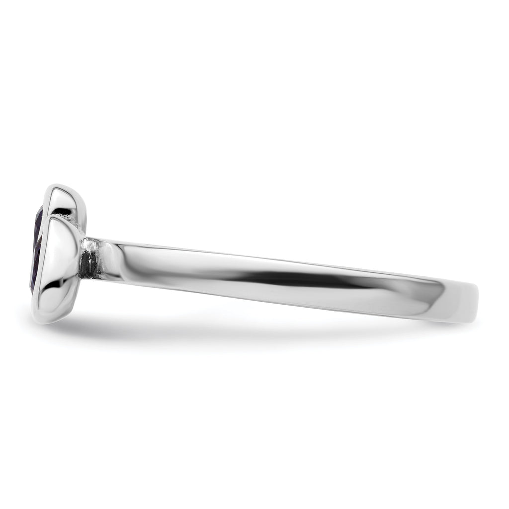 Sterling Silver Stackable Expressions Cr. Sapphire Double Heart Ring
