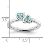 Sterling Silver Stackable Expressions Blue Topaz Double Heart Ring