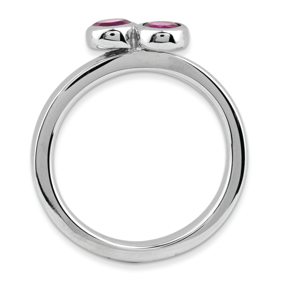 Sterling Silver Stackable Expressions Dbl Round Rhodolite Garnet Ring Secondary image