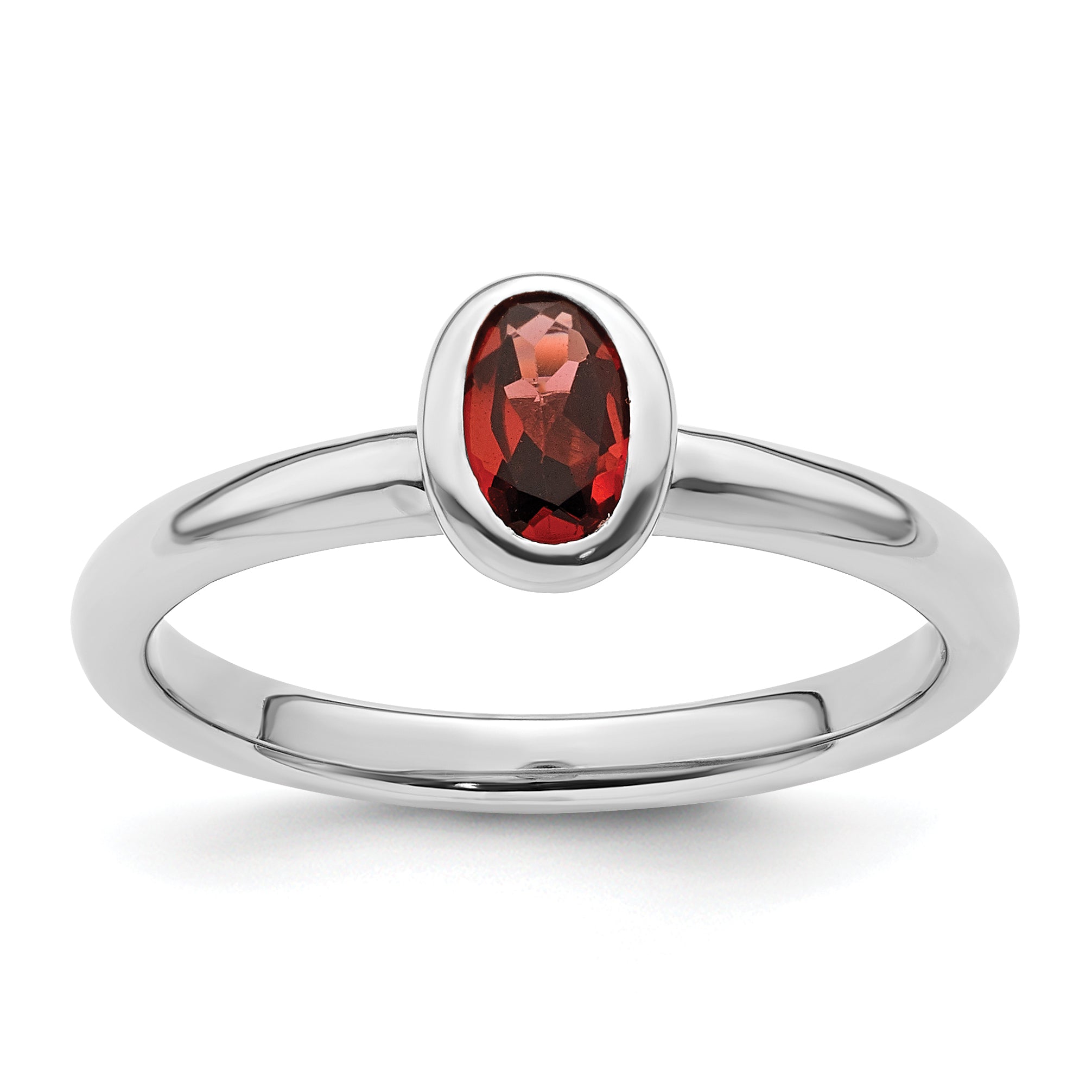 Sterling Silver Stackable Expressions Oval Garnet Ring Main image