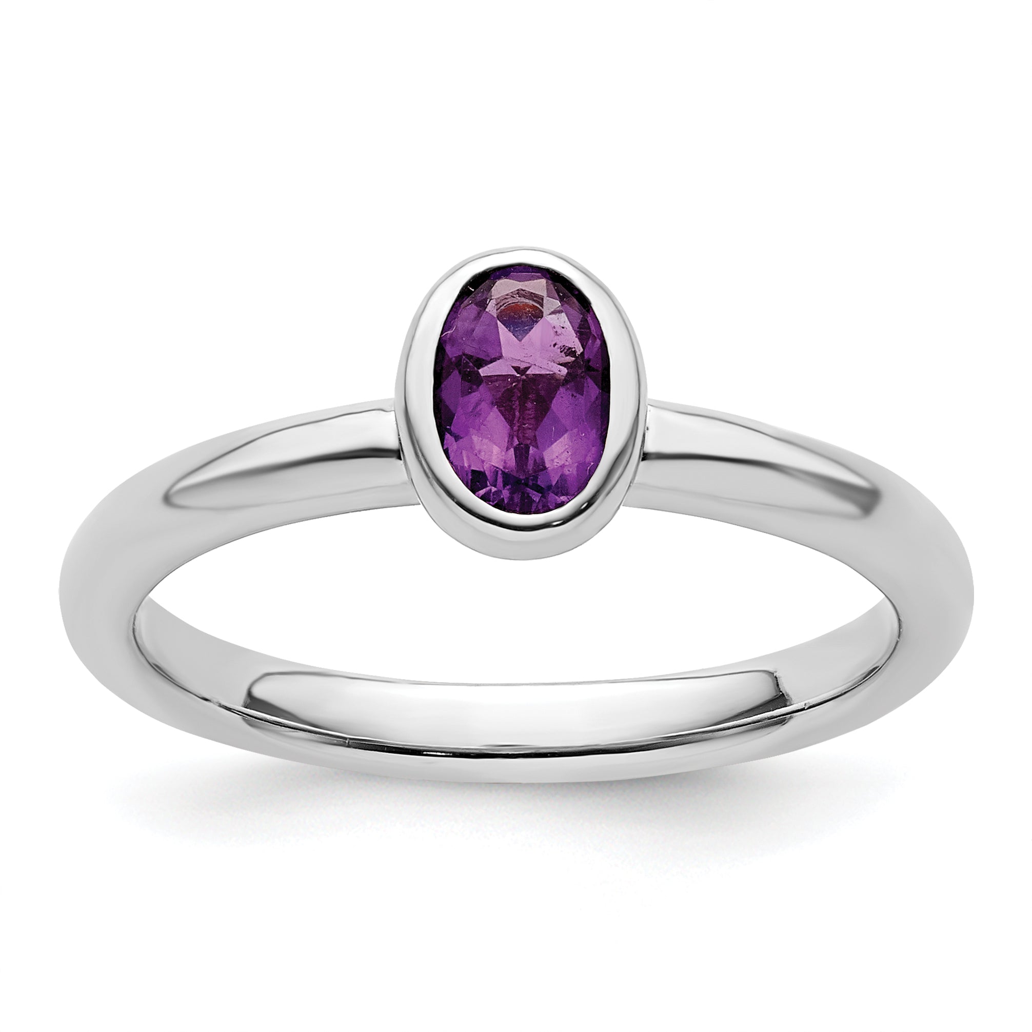 Sterling Silver Stackable Expressions Oval Amethyst Ring Main image