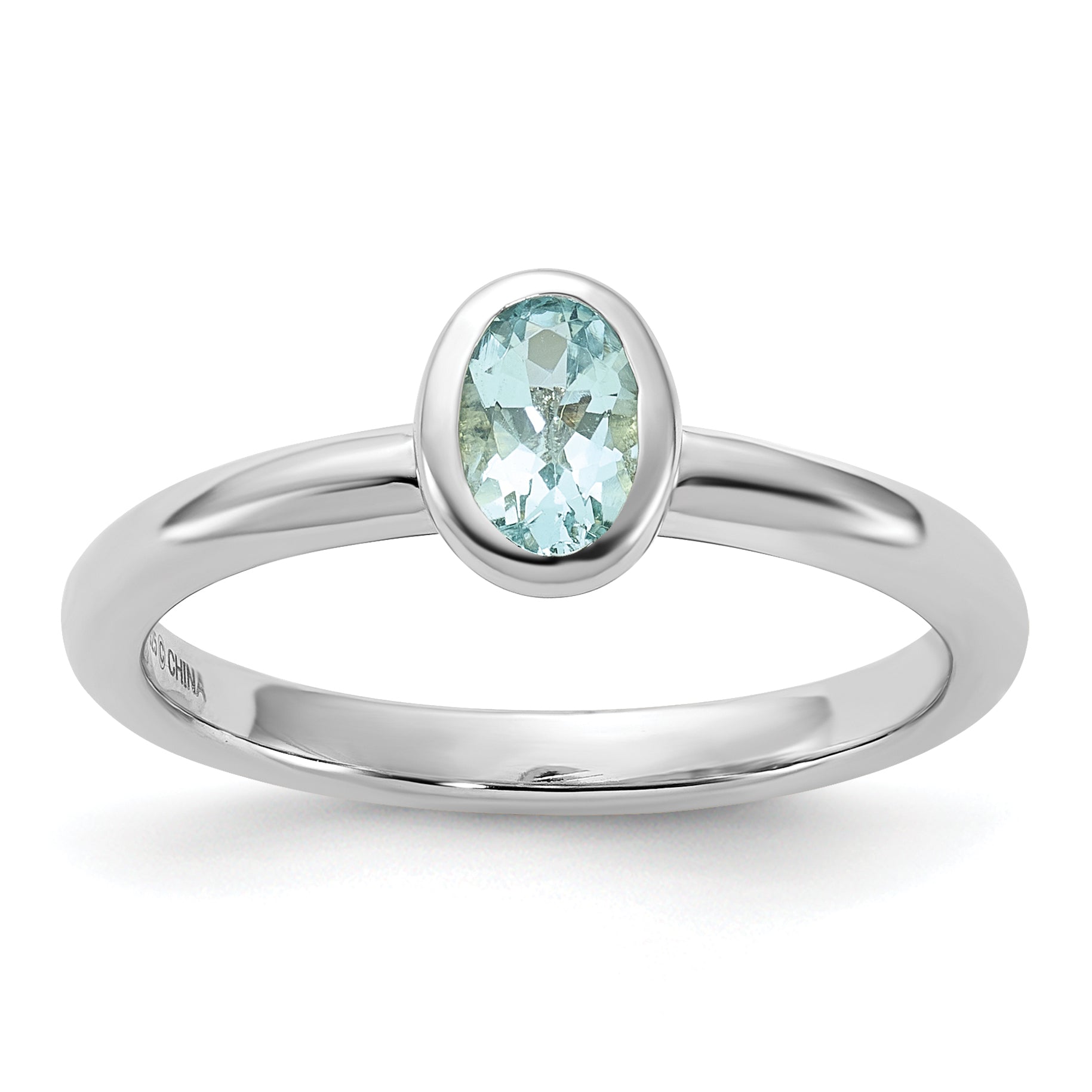 Sterling Silver Stackable Expressions Oval Aquamarine Ring Main image