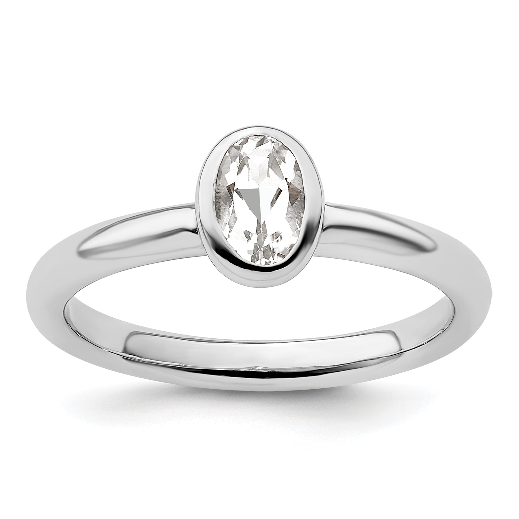 Sterling Silver Stackable Expressions Oval White Topaz Ring Main image