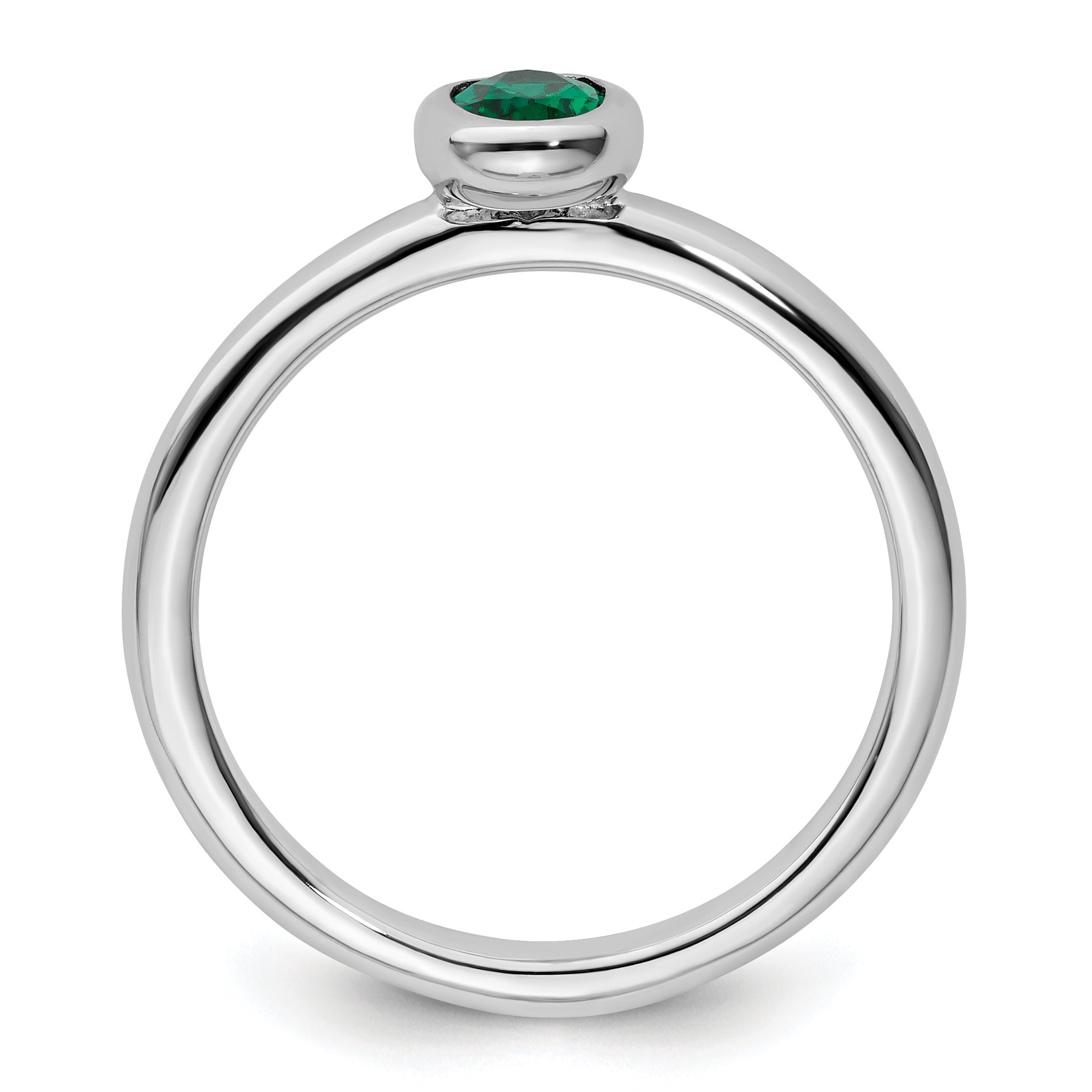 Sterling Silver Stackable Expressions Oval Created Emerald Ring Secondary image