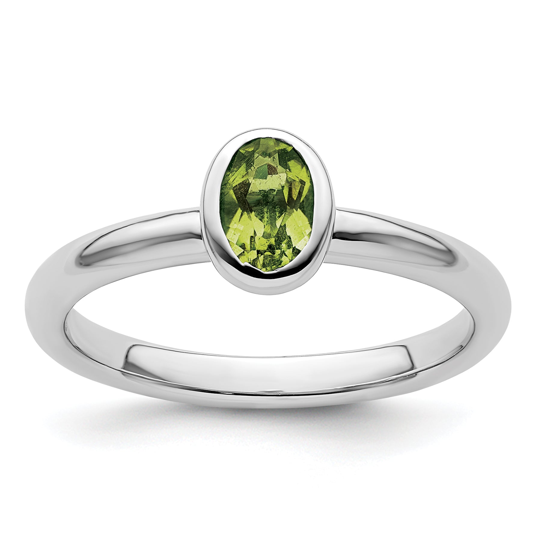 Sterling Silver Stackable Expressions Oval Peridot Ring Main image