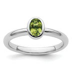 Sterling Silver Stackable Expressions Oval Peridot Ring