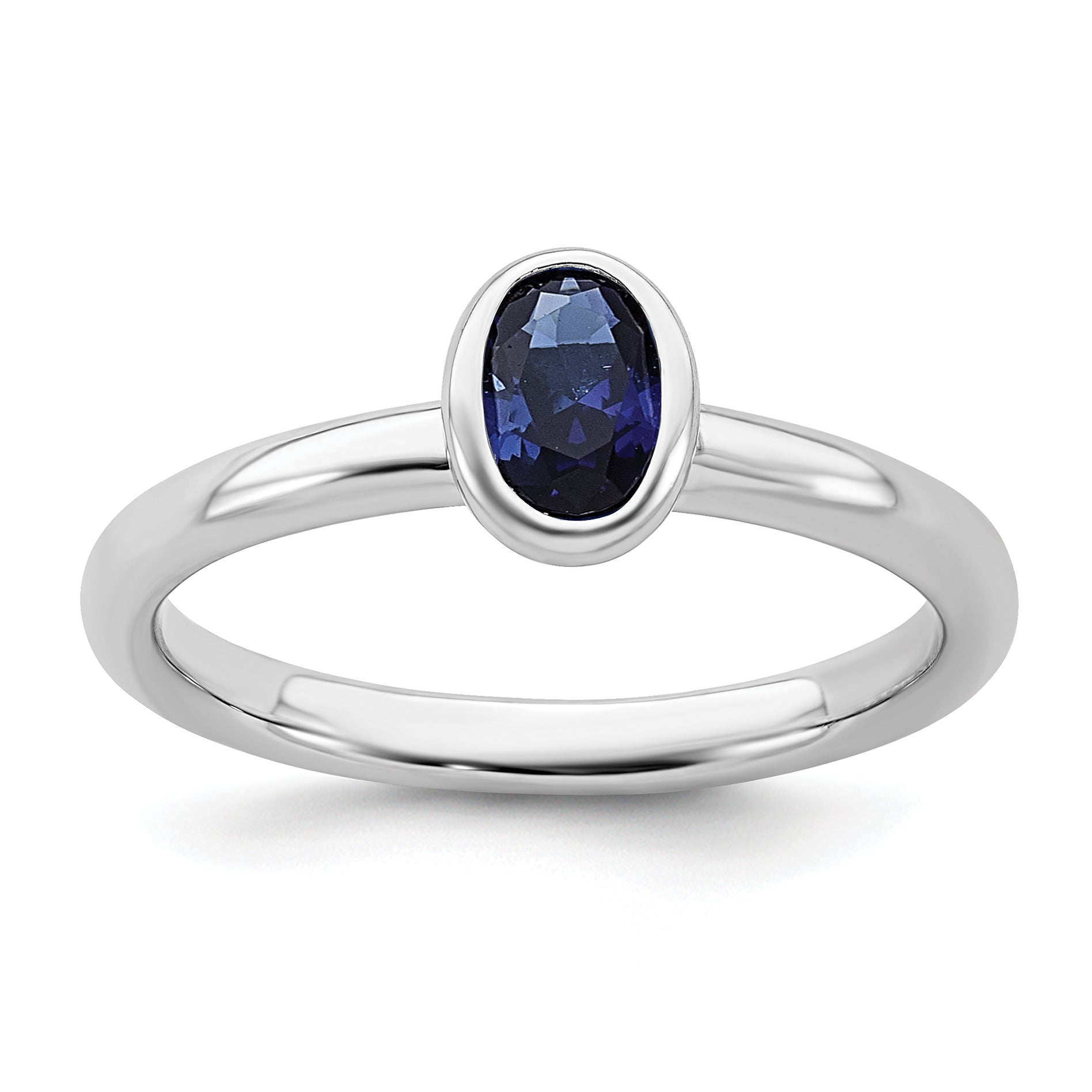 Sterling Silver Stackable Expressions Oval Created Sapphire Ring Main image