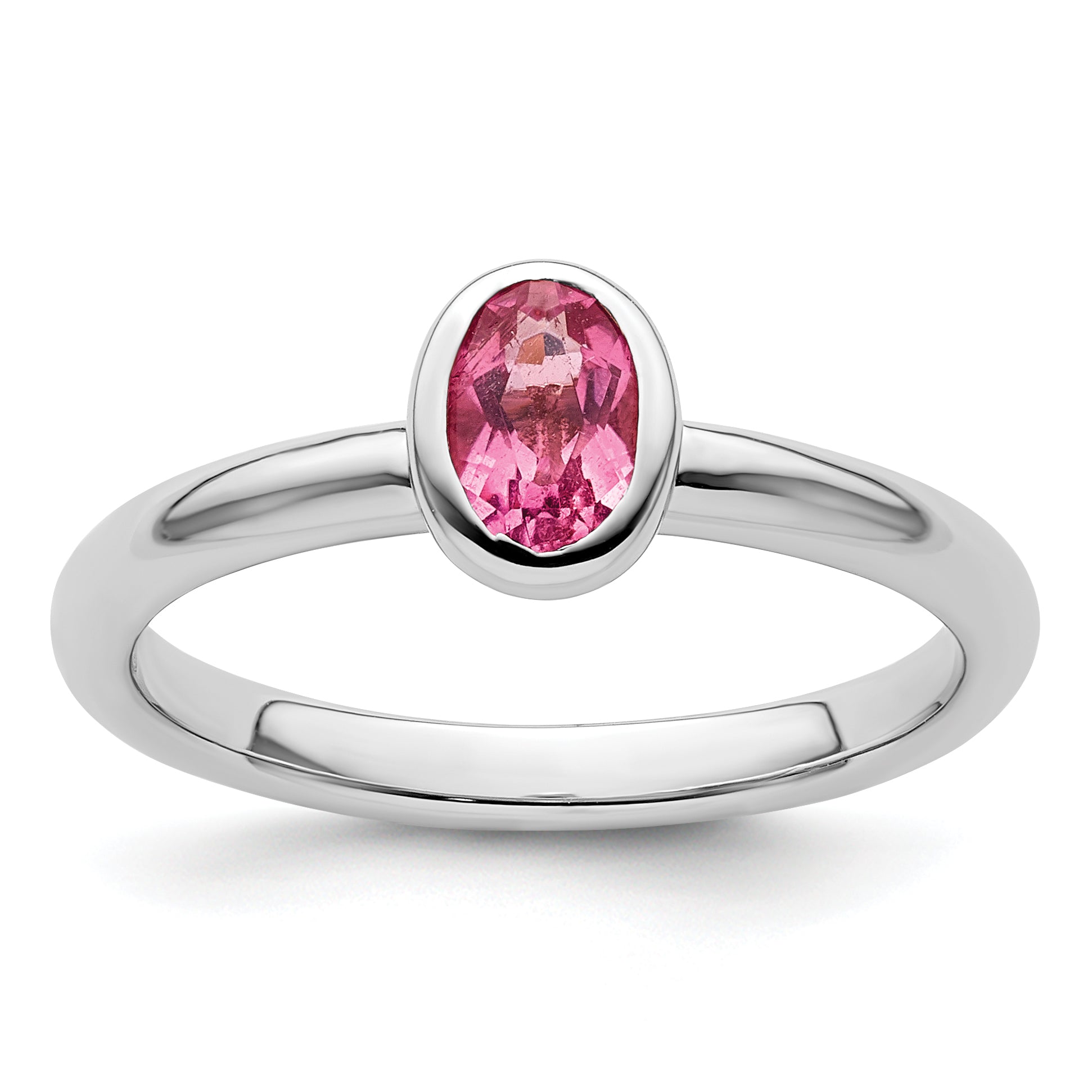 Sterling Silver Stackable Expressions Oval Pink Tourmaline Ring Main image