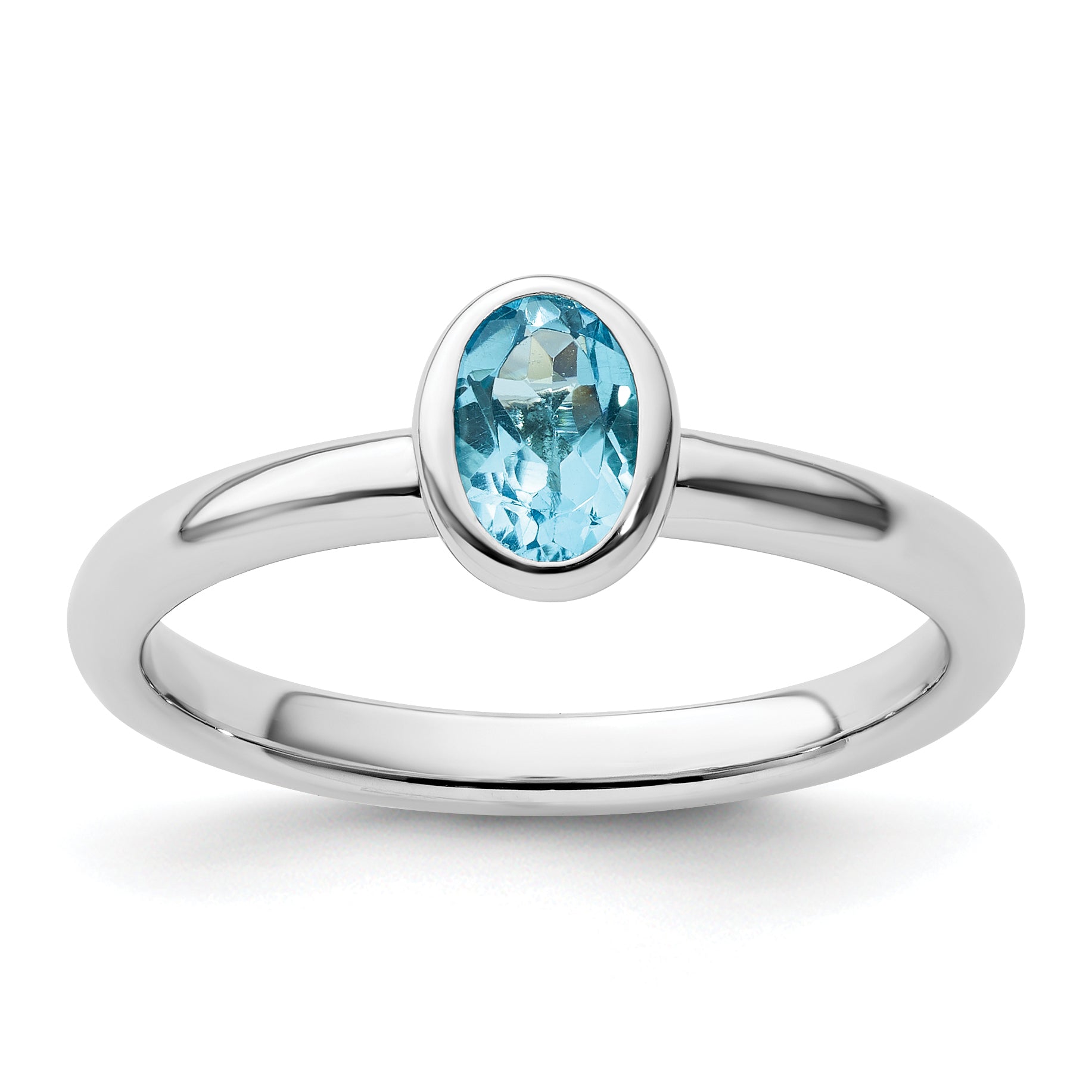Sterling Silver Stackable Expressions Oval Blue Topaz Ring Main image