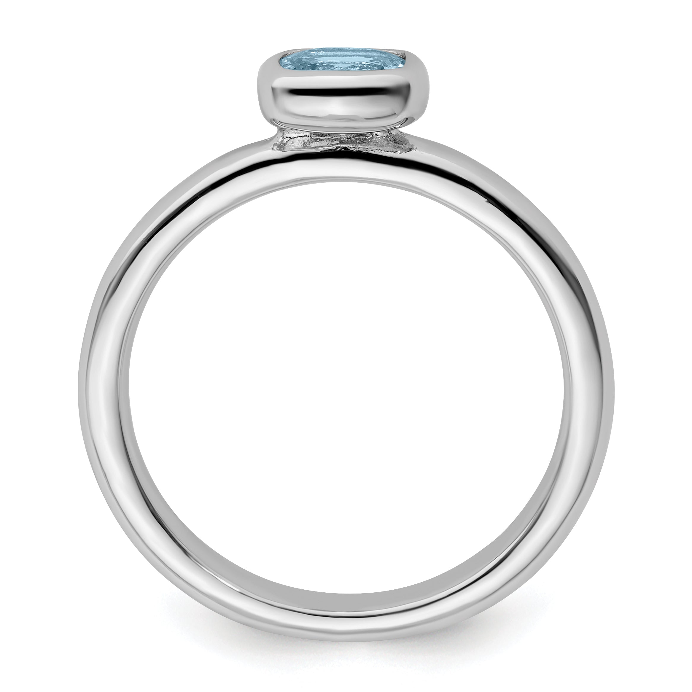 Sterling Silver Stackable Expressions Cushion Cut Aquamarine Ring Secondary image