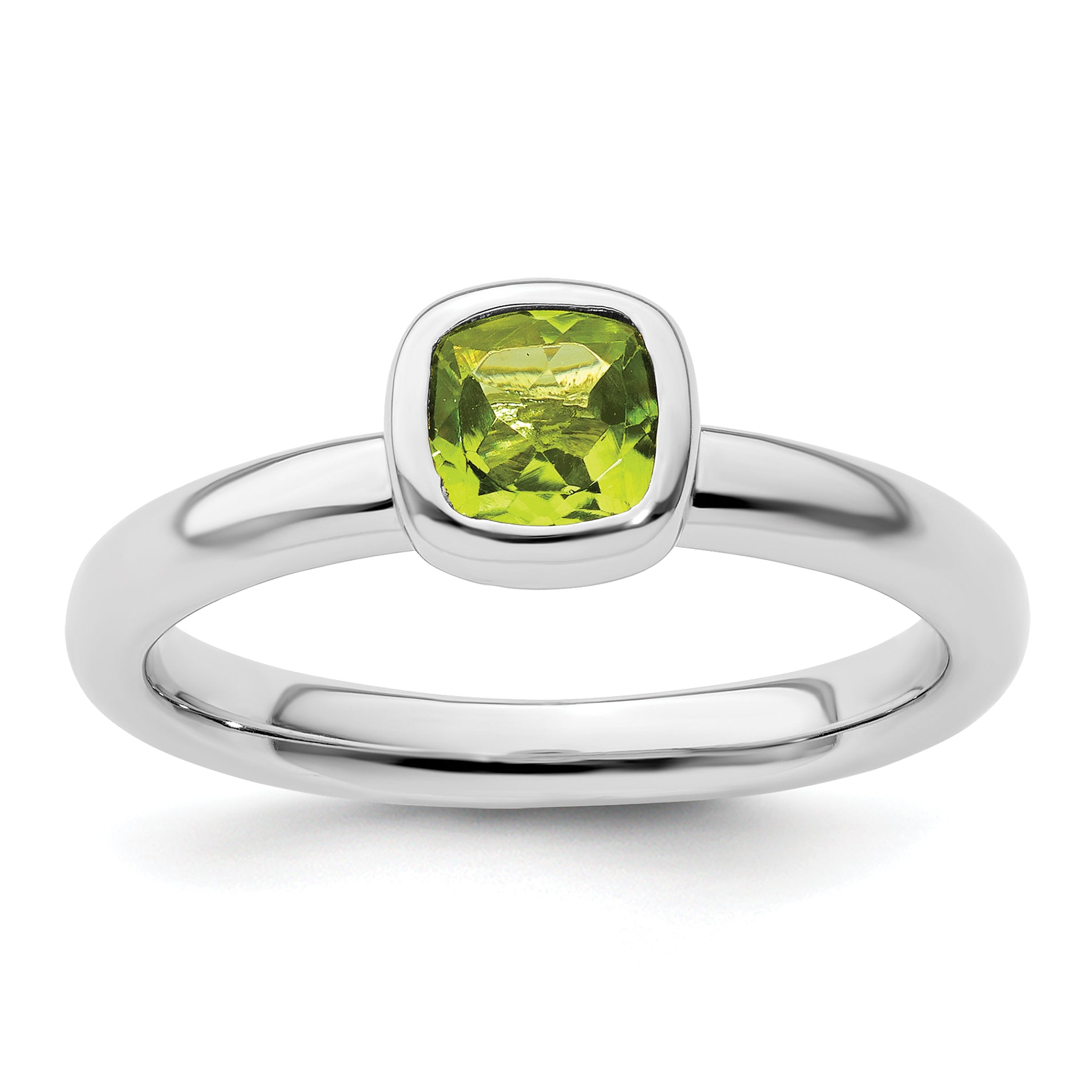 Sterling Silver Stackable Expressions Cushion Cut Peridot Ring Main image