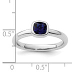 Sterling Silver Stackable Expressions Cushion Cut Cr. Sapphire Ring