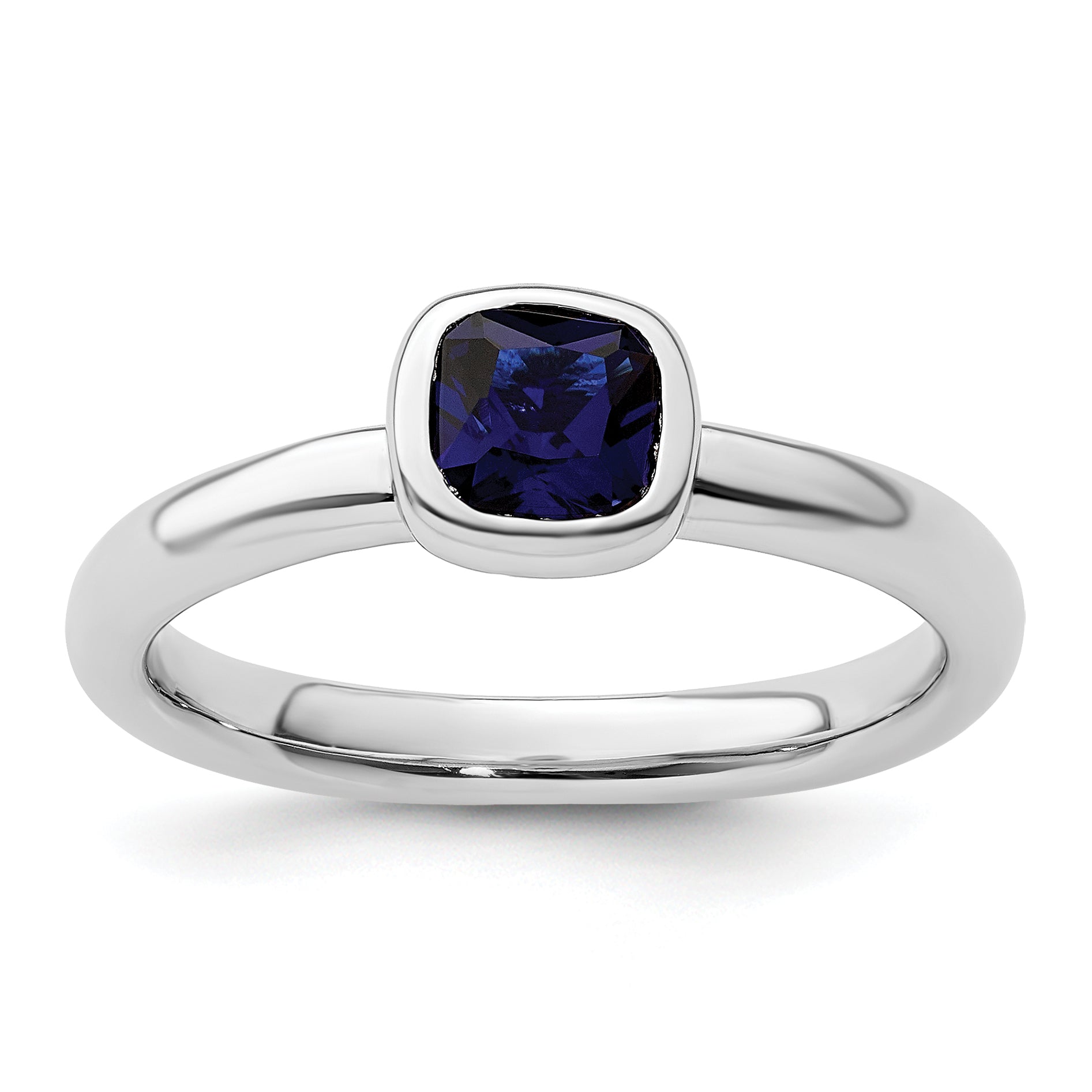 Sterling Silver Stackable Expressions Cushion Cut Cr. Sapphire Ring Main image