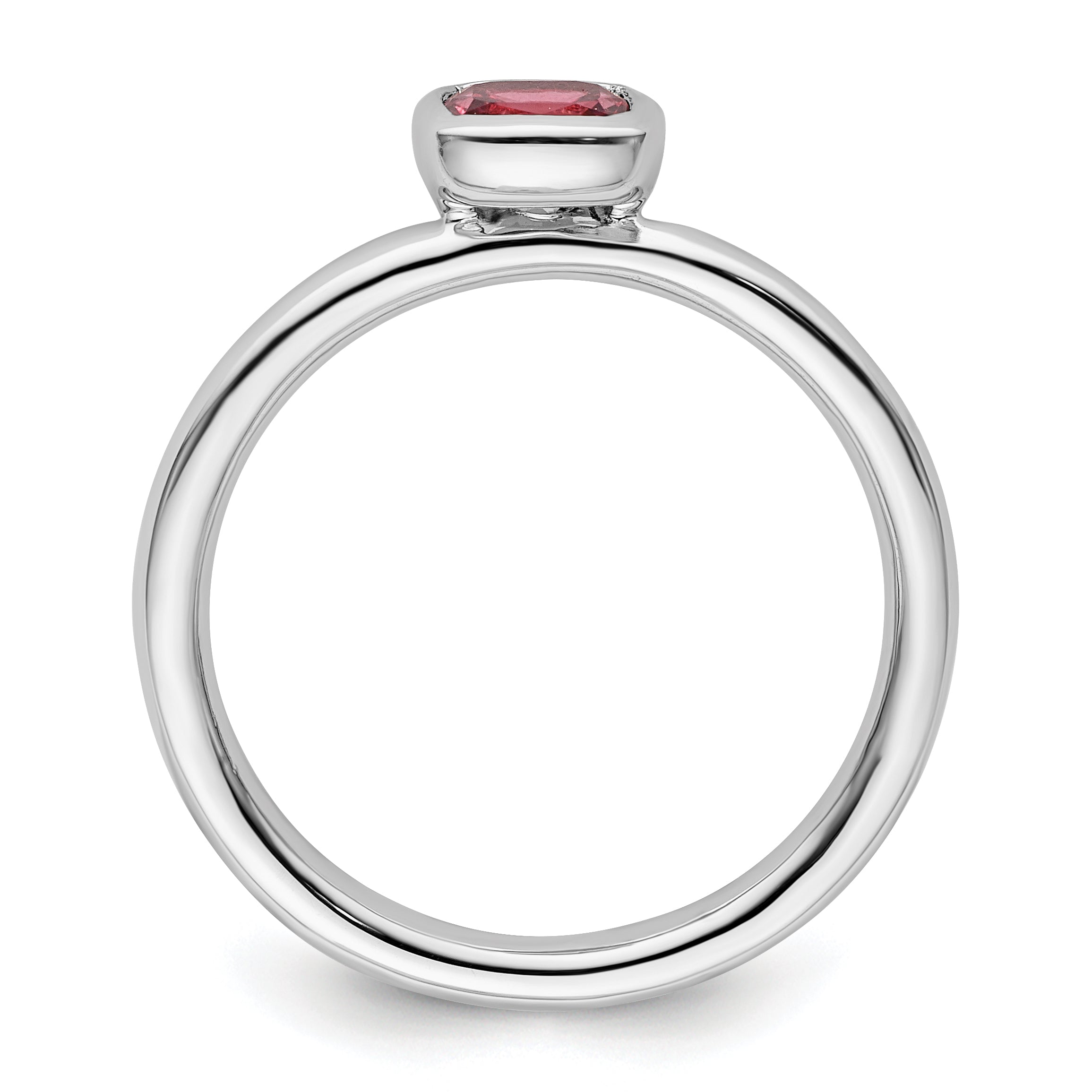 SS Stackable Expressions Cushion Cut Pink Tourmaline Ring