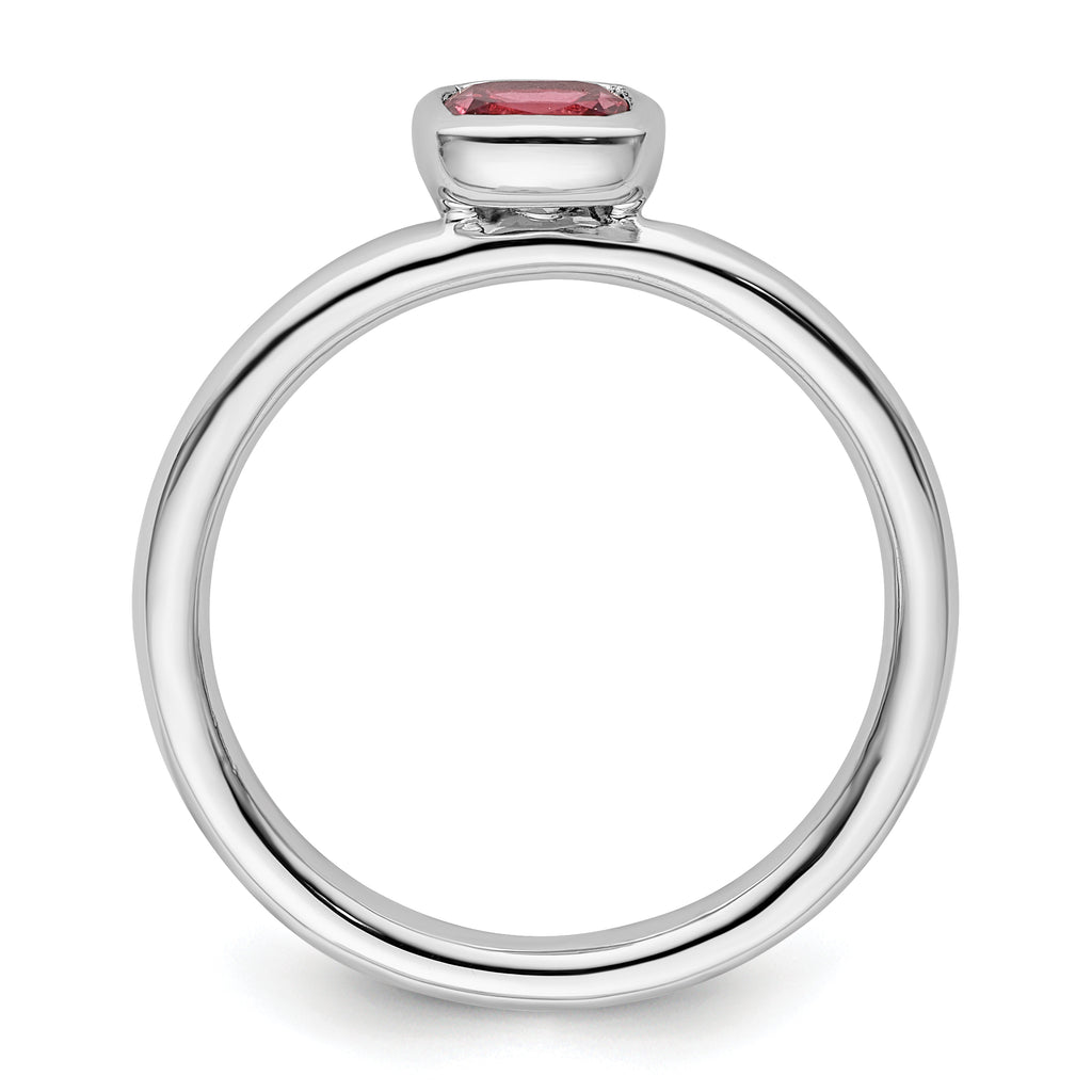 SS Stackable Expressions Cushion Cut Pink Tourmaline Ring
