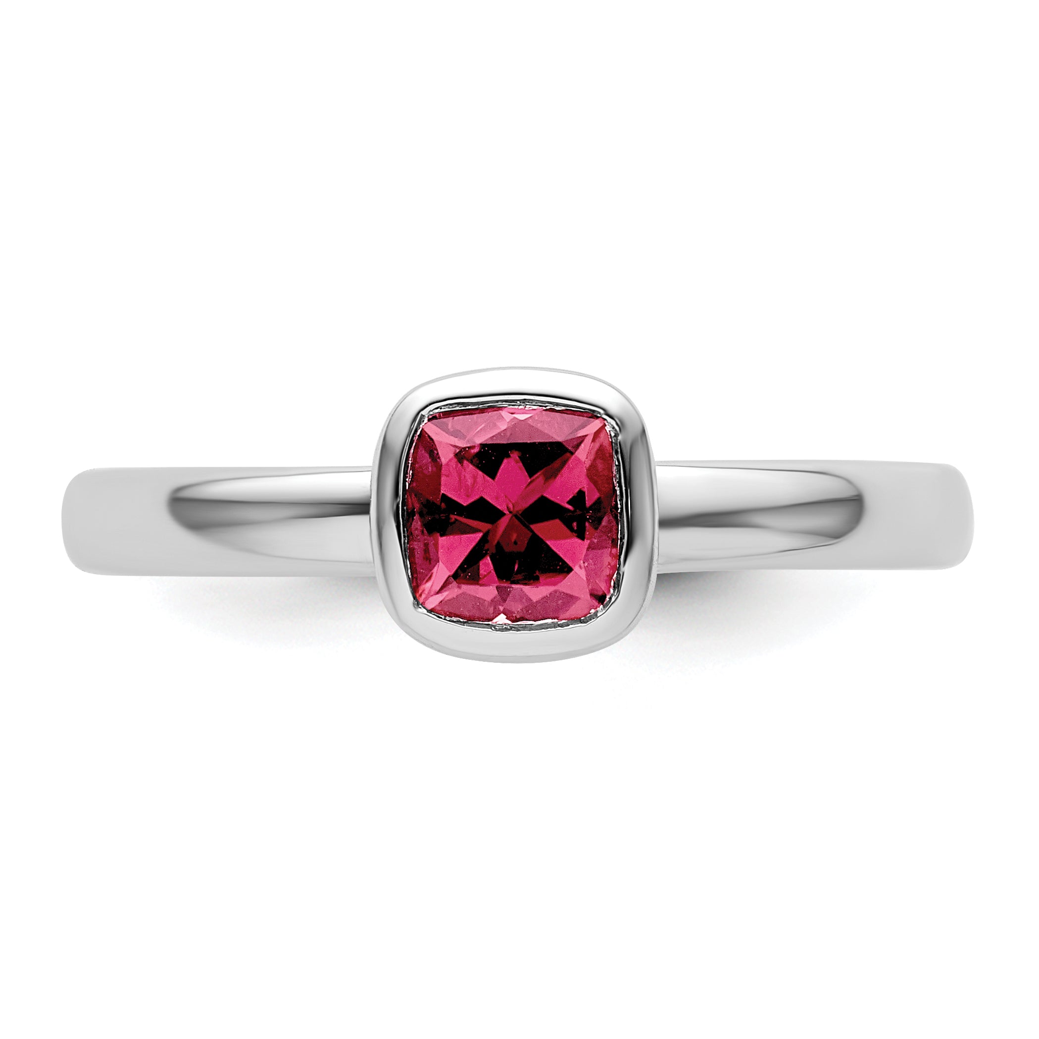 SS Stackable Expressions Cushion Cut Pink Tourmaline Ring