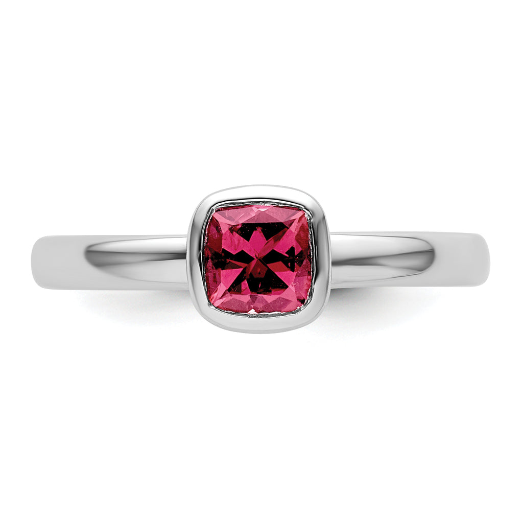 SS Stackable Expressions Cushion Cut Pink Tourmaline Ring