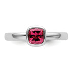 SS Stackable Expressions Cushion Cut Pink Tourmaline Ring