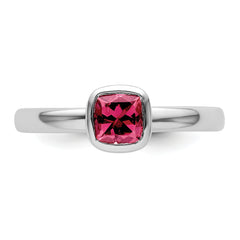 SS Stackable Expressions Cushion Cut Pink Tourmaline Ring