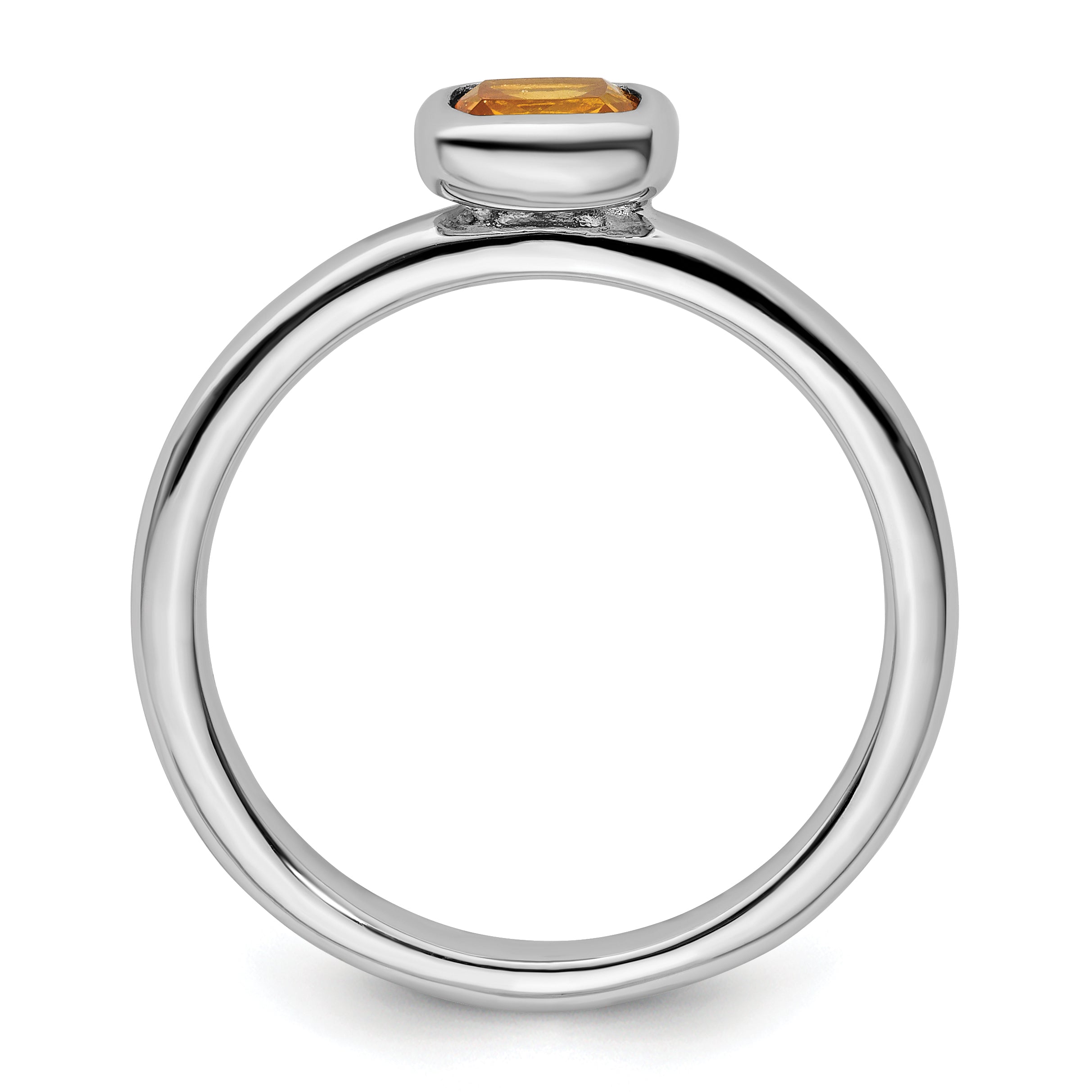Sterling Silver Stackable Expressions Cushion Cut Citrine Ring Secondary image