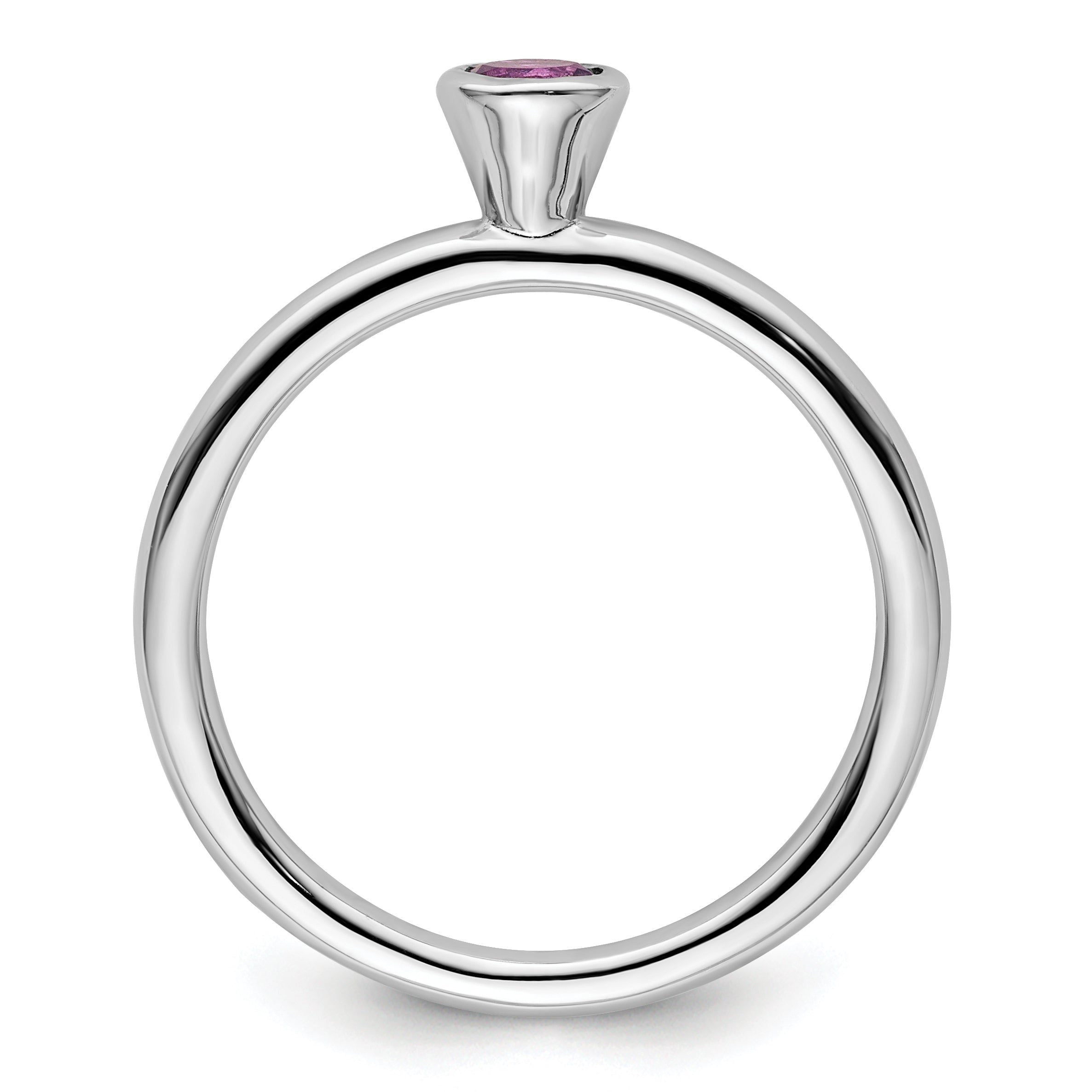 Sterling Silver Stackable Expressions High 4mm Round Amethyst Ring Secondary image