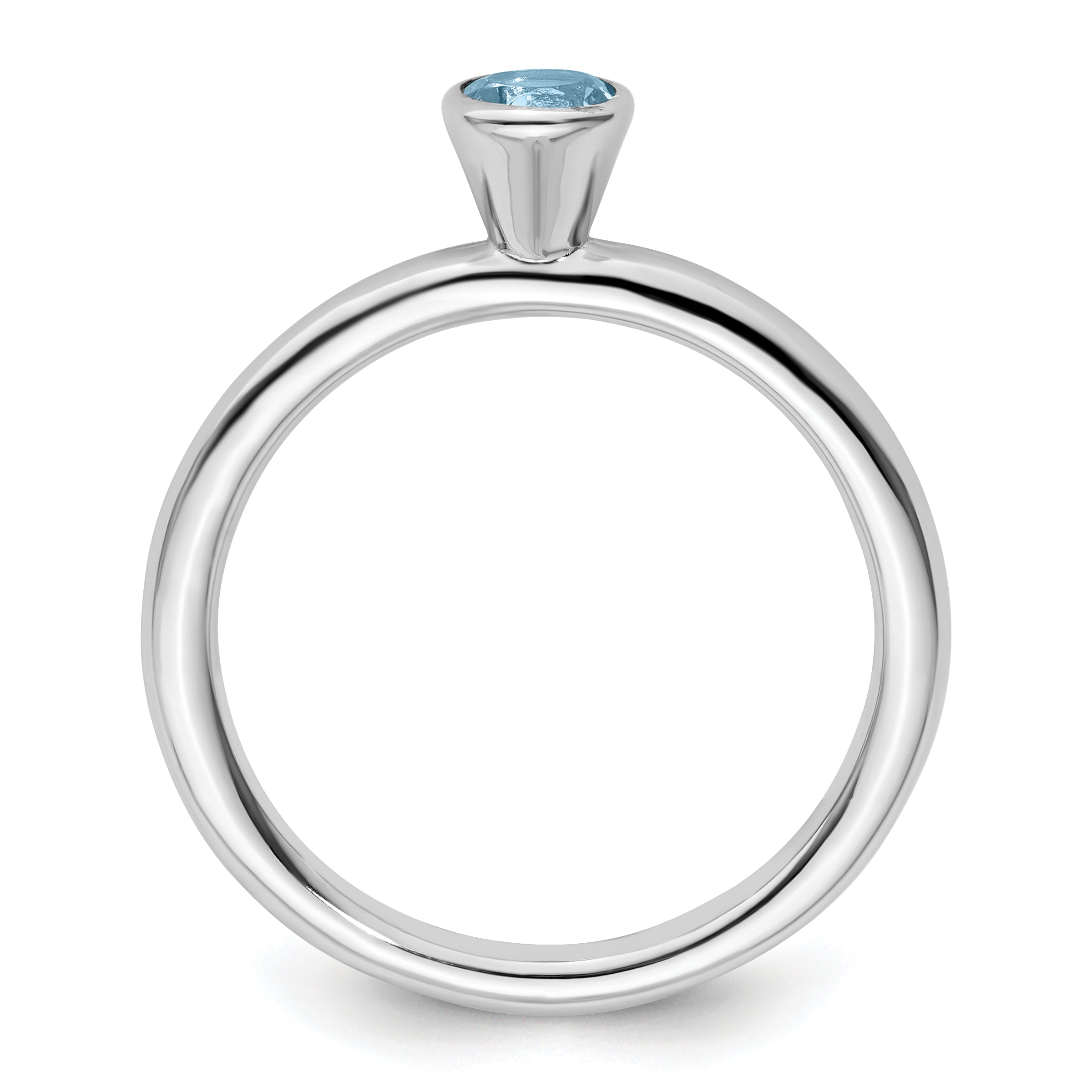 Sterling Silver Stackable Expressions High 4mm Round Aquamarine Ring Secondary image