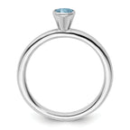 Sterling Silver Stackable Expressions High 4mm Round Aquamarine Ring