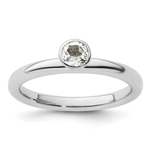 White Topaz Stackable Ring in Sterling Silver, 2.25mm - Sophia Jewelers