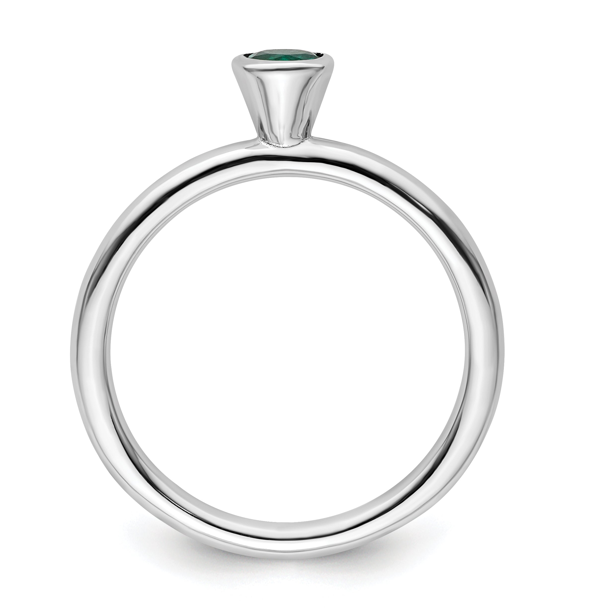 Sterling Silver Stackable Expressions High 4mm Round Cr. Emerald Ring Secondary image