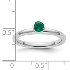 Sterling Silver Stackable Expressions High 4mm Round Cr. Emerald Ring