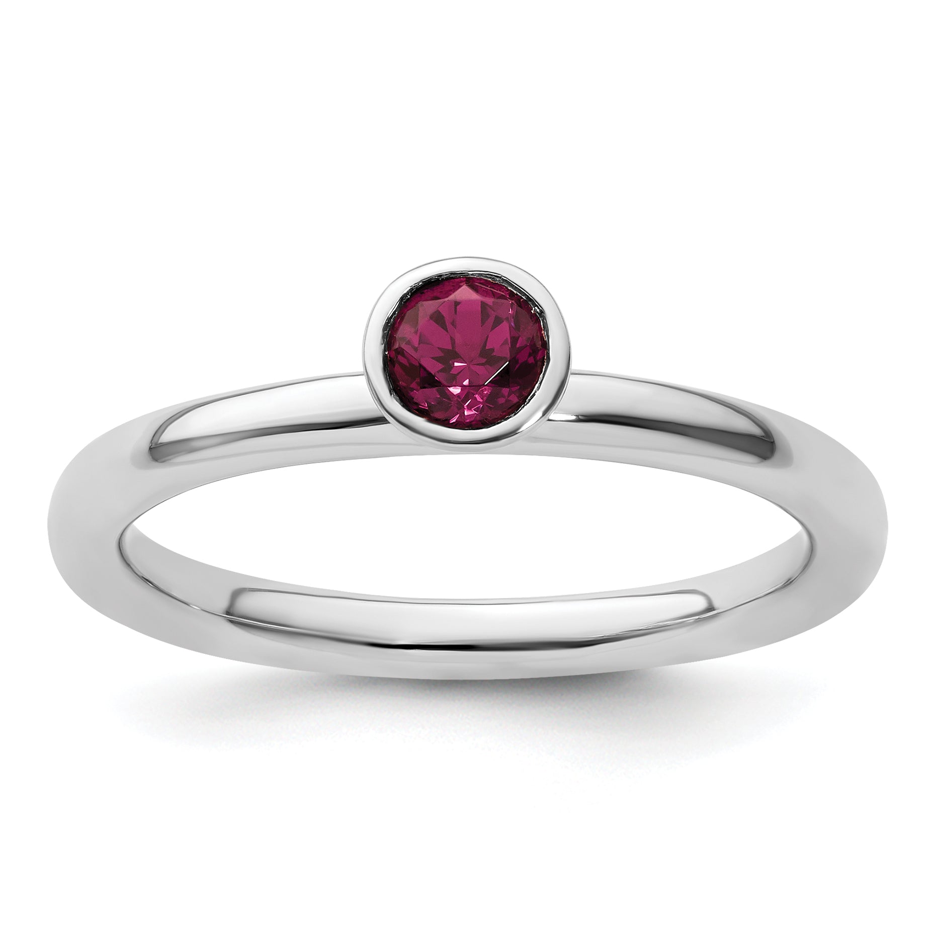 SS Stackable Expressions High 4mm Round Rhodolite Garnet Ring Main image