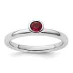 Sterling Silver Stackable Expressions High 4mm Round Created Ruby Ring