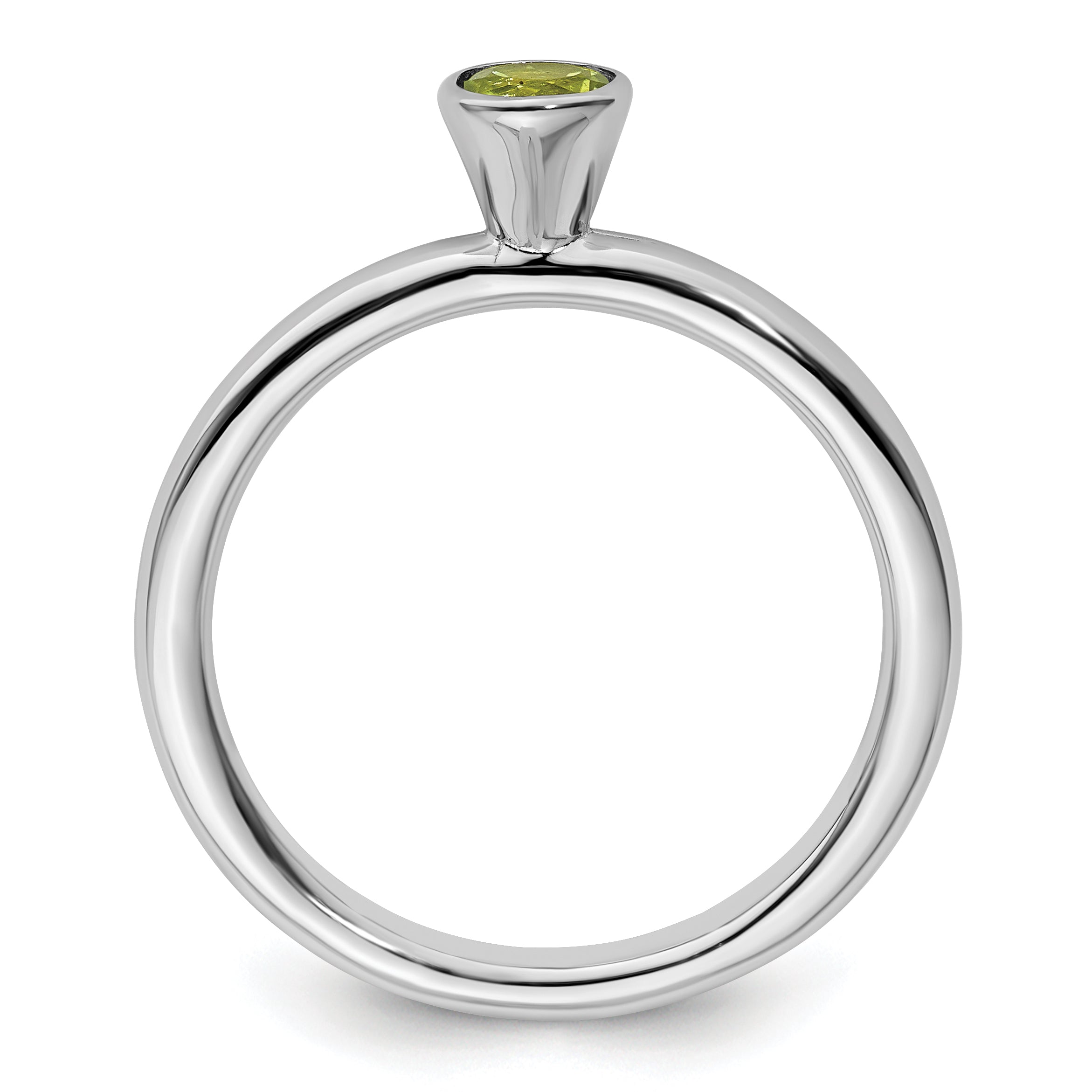 Sterling Silver Stackable Expressions High 4mm Round Peridot Ring Secondary image