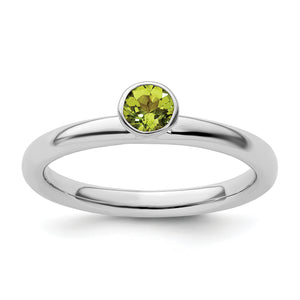 High Round Peridot Stackable Ring in Sterling Silver, Size 5–10 - Sophia Jewelers