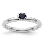 Sterling Silver Stackable Expressions High 4mm Round Cr. Sapphire Ring