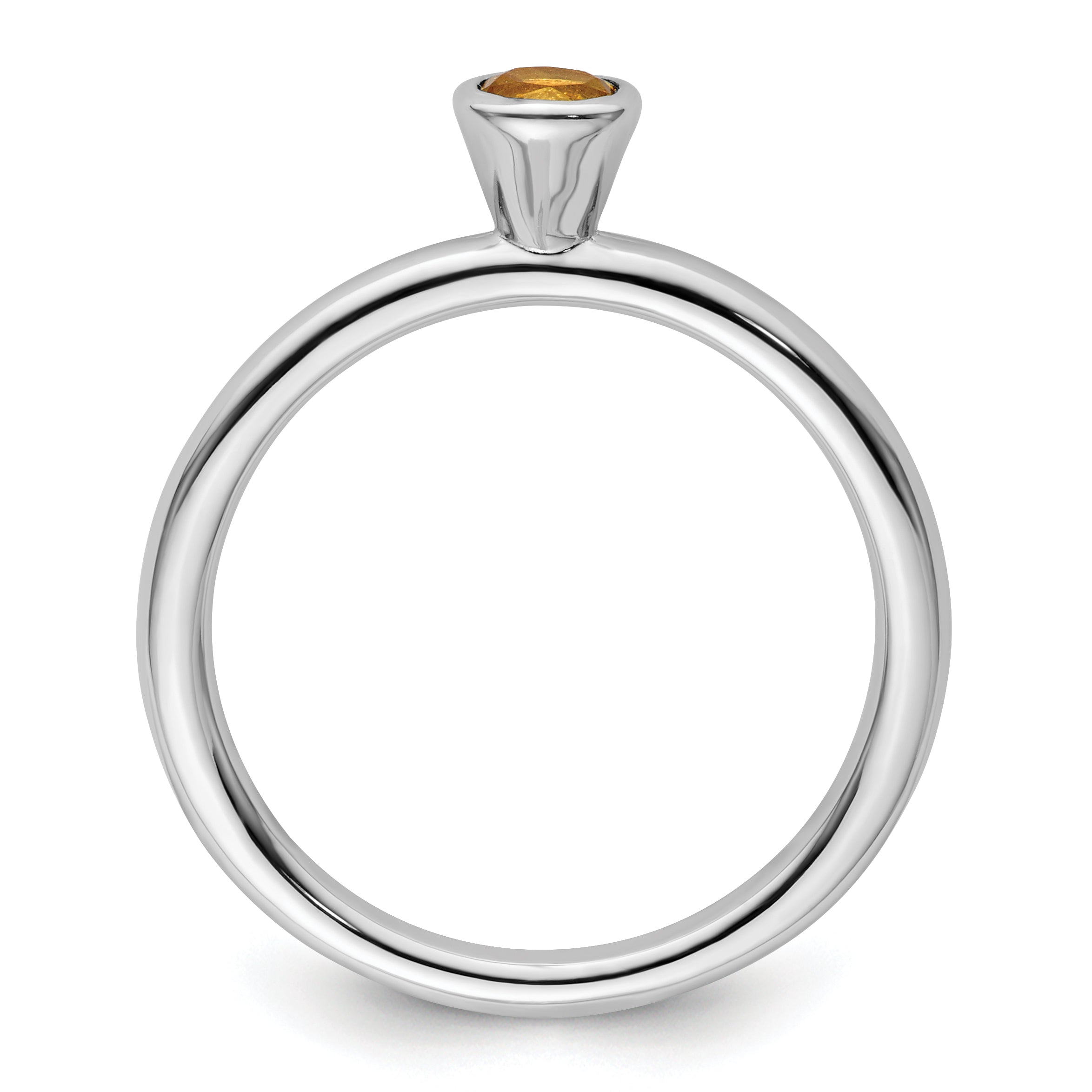 Sterling Silver Stackable Expressions High 4mm Round Citrine Ring Secondary image